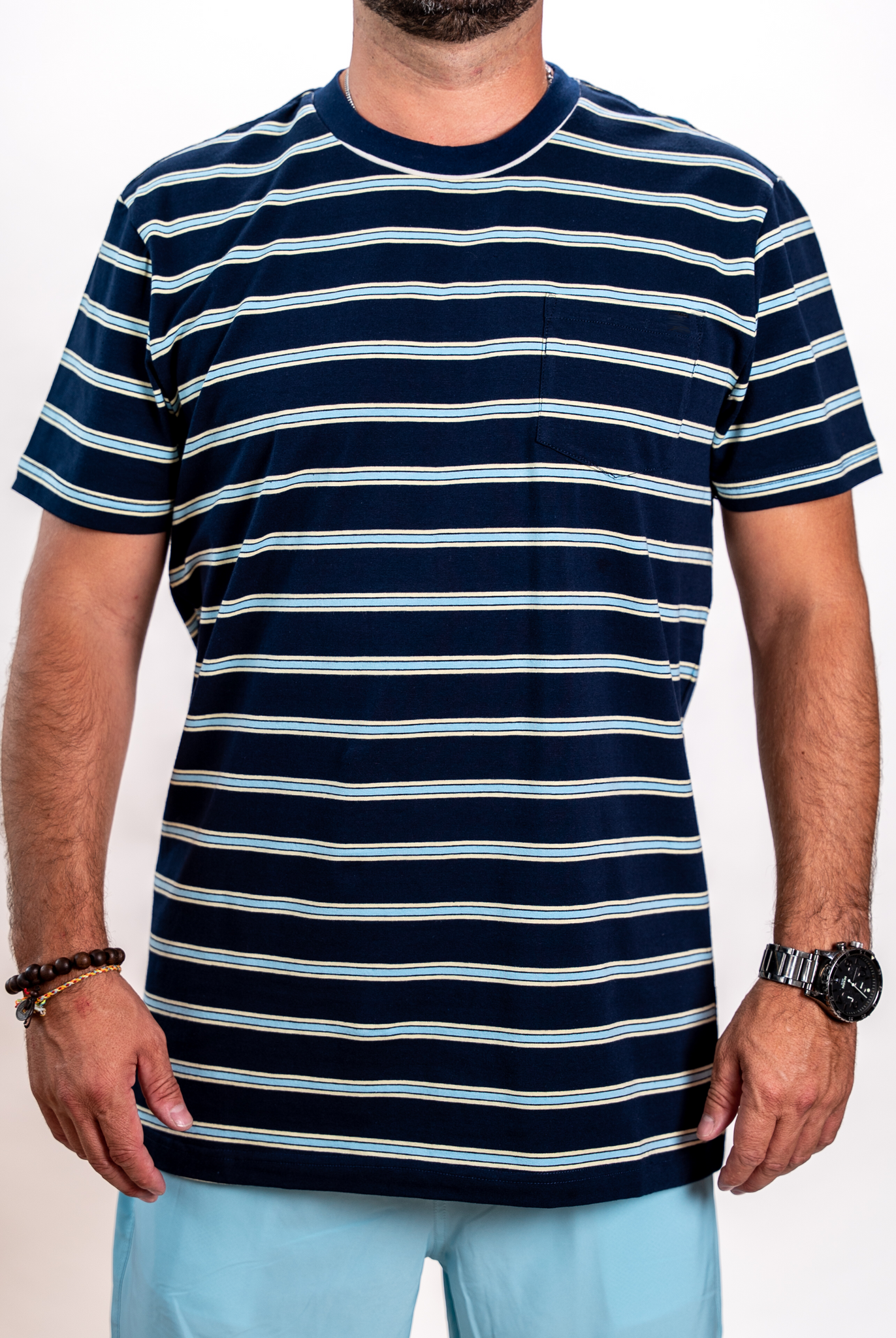 STSSC15 - Surf Stripes SS Crew Navy / S Clothing