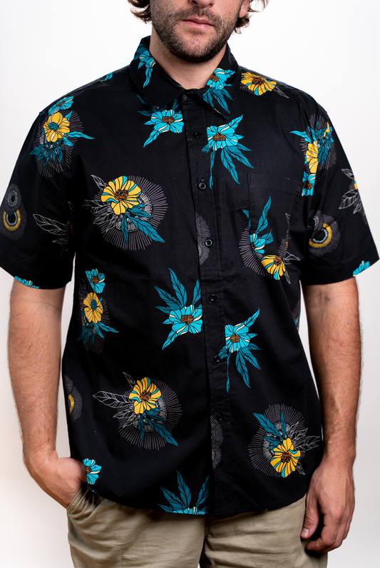 STSSW47 - Aloha Vibes SS Woven Black SEVEN TIDES SHIRT SPRING/SUMMER