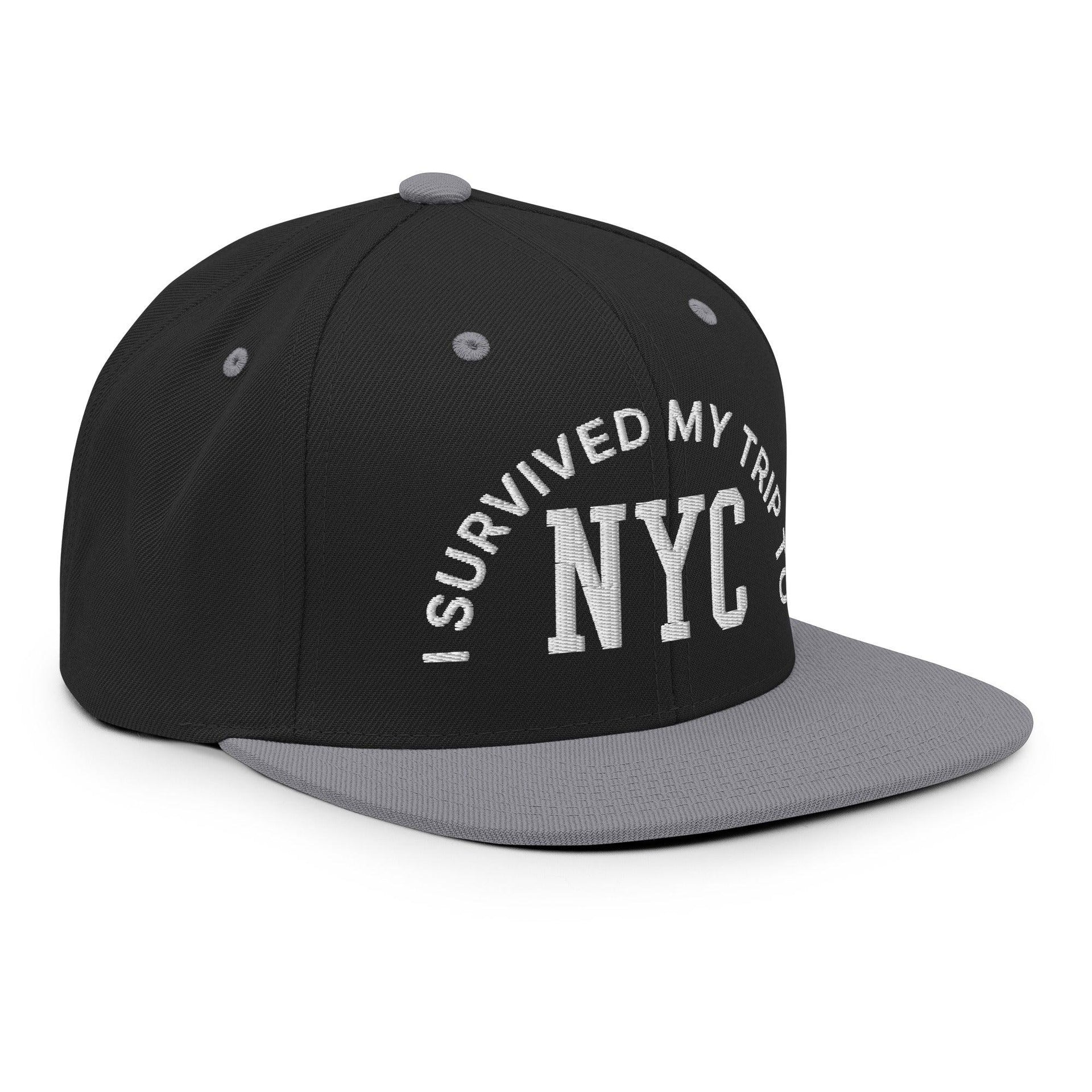 I Survived My Trip to NYC Embroidered Flat Bill Brim Snapback Hat Capital Crowns New York City NY NYC Snapback Hats