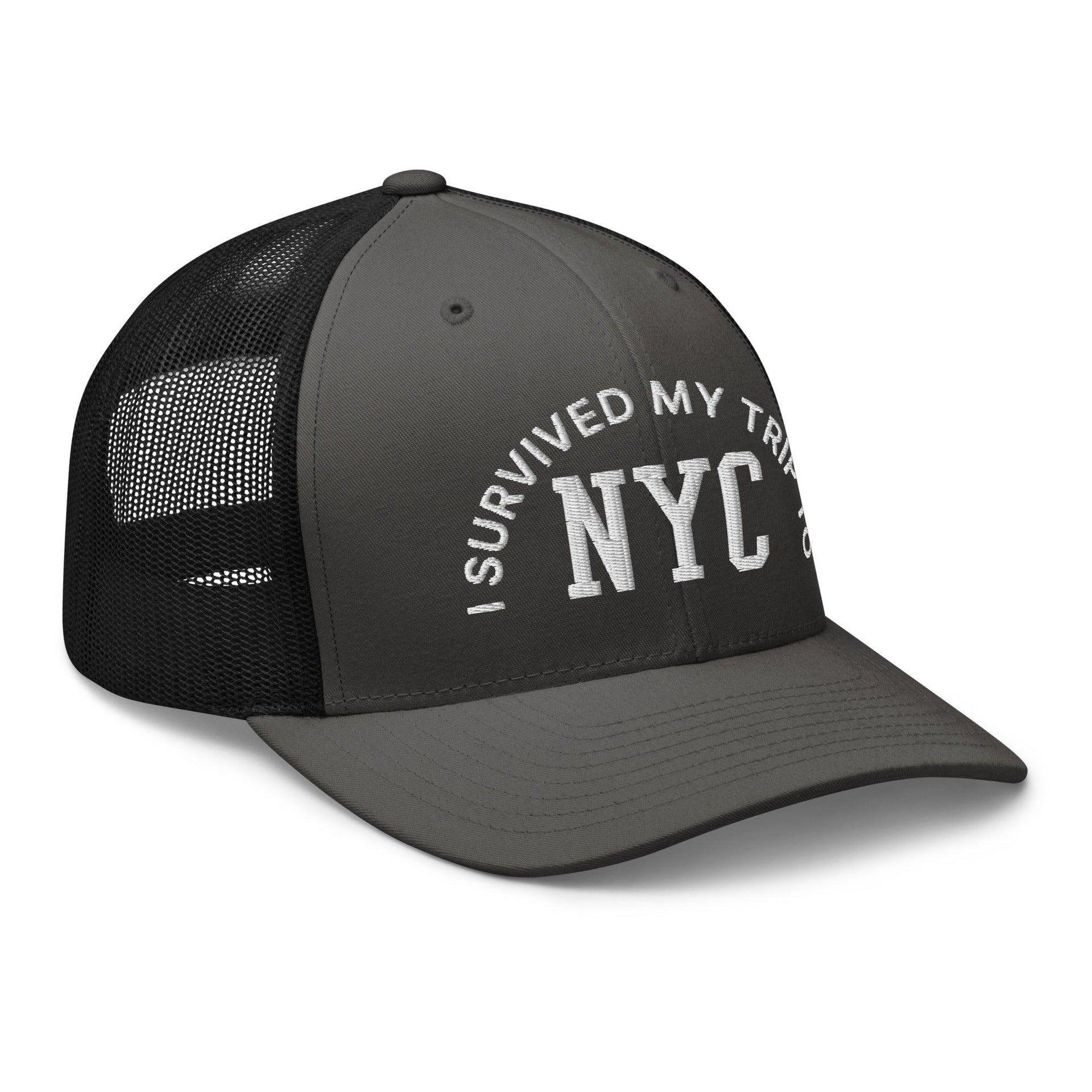 I Survived My Trip to NYC Embroidered Mesh Trucker Hat Capital Crowns New York City NY NYC Trucker Hats