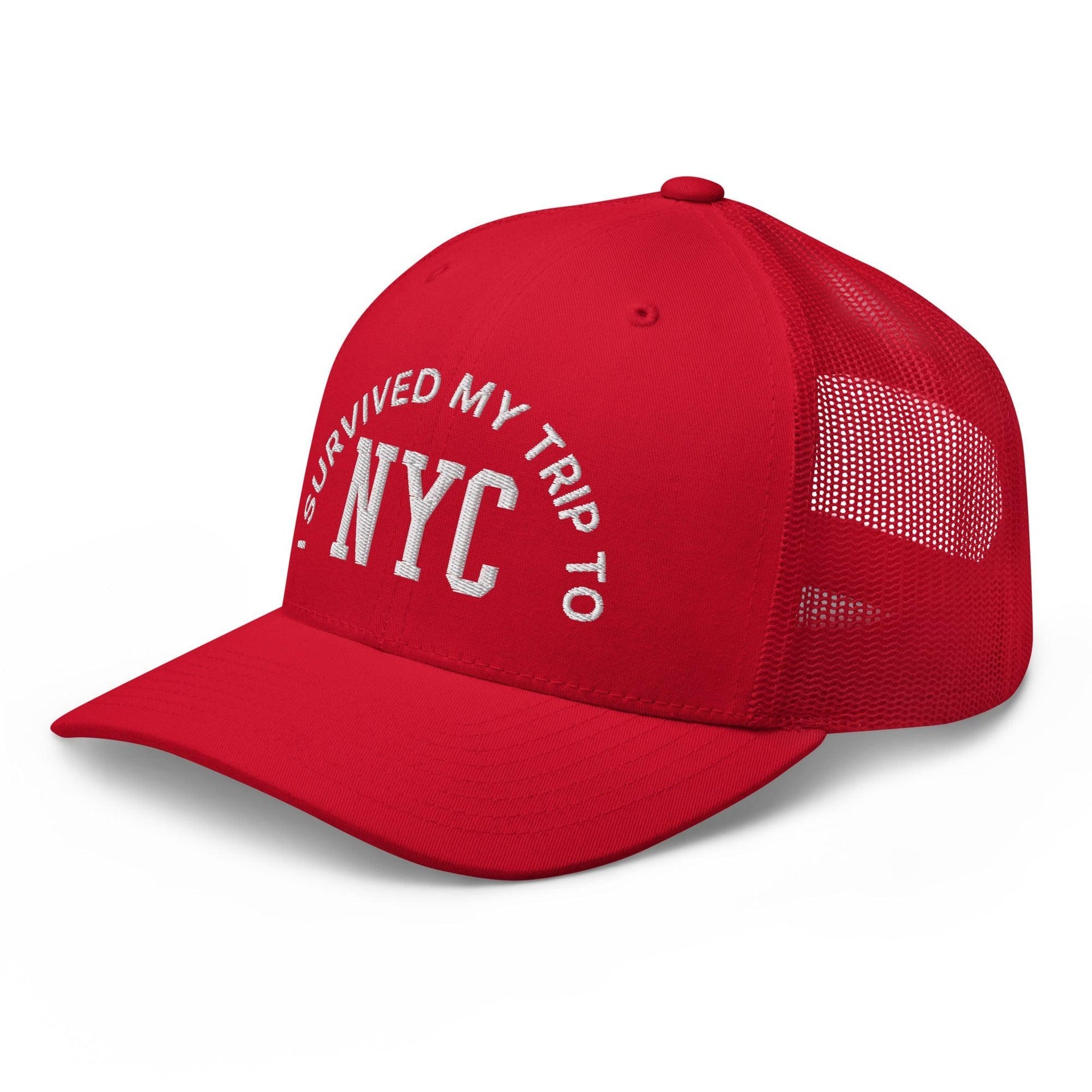 I Survived My Trip to NYC Embroidered Mesh Trucker Hat Capital Crowns New York City NY NYC Trucker Hats