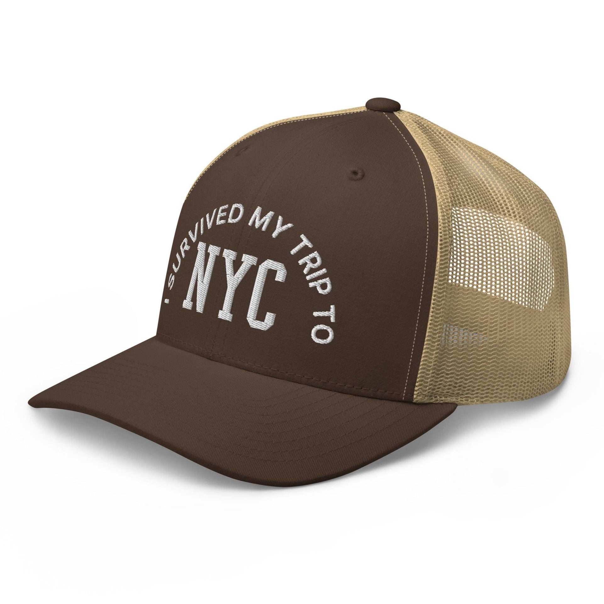 I Survived My Trip to NYC Embroidered Mesh Trucker Hat Capital Crowns New York City NY NYC Trucker Hats