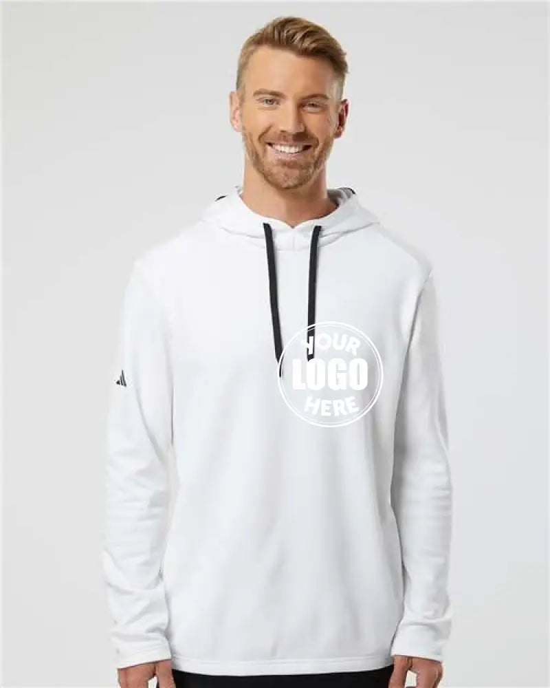 Textured Mixed Media Hooded Sweatshirt White Adidas Fleece