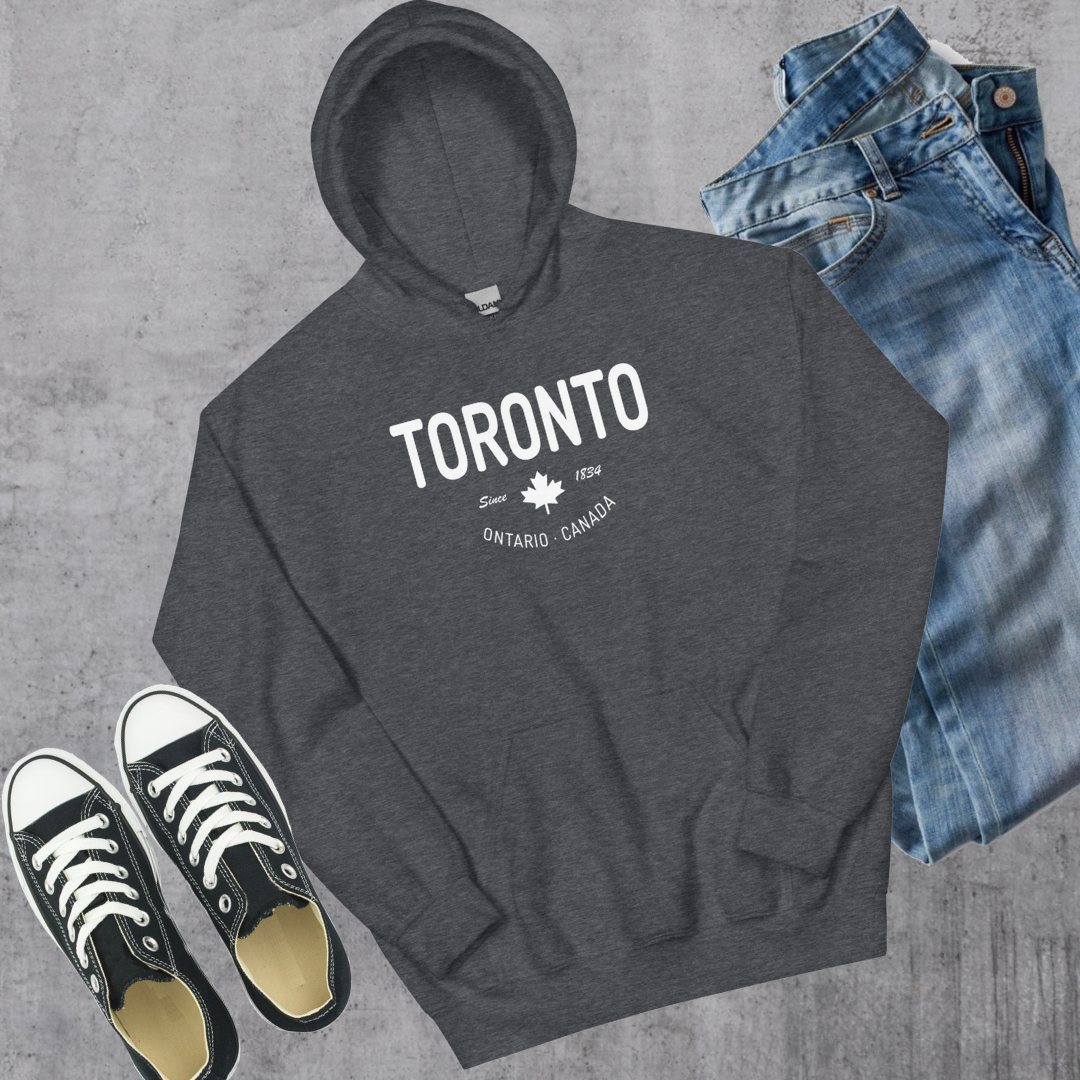 Toronto Since 1834 Hoodie Dark Heather Canadian City Apparel Toronto