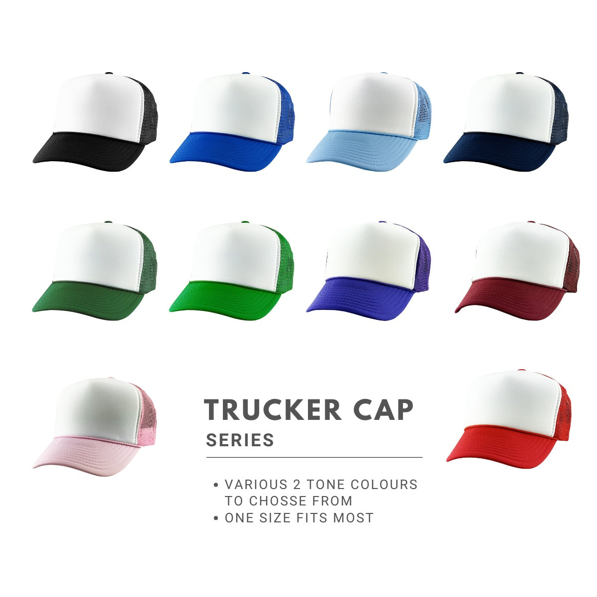 Trucker Cap - NS, 2 Tone Colours, One Size Trucker Cap