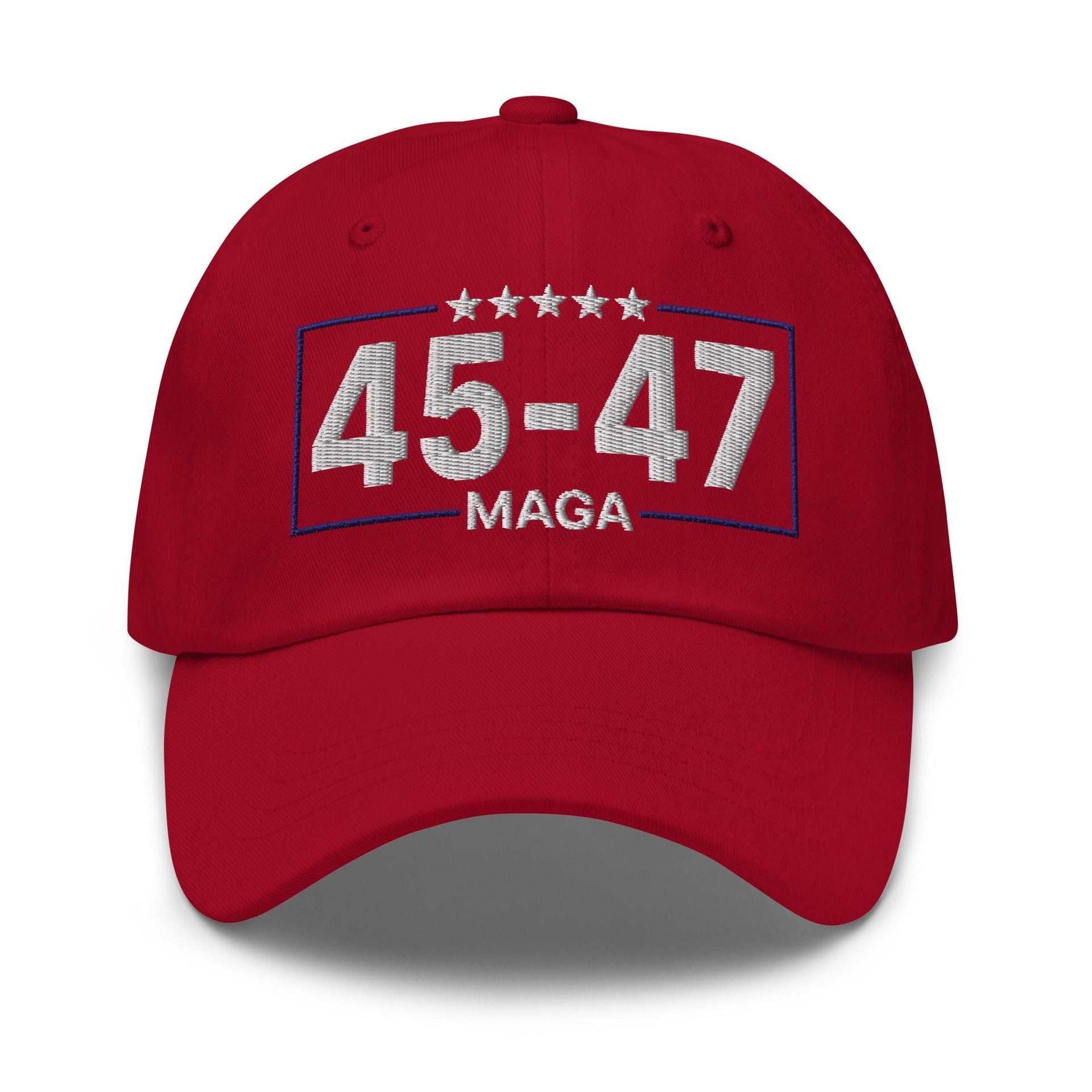 Trump 45-47 MAGA Embroidered Dad Hat Cranberry Capital Crowns Conservative Dad Hats LADs