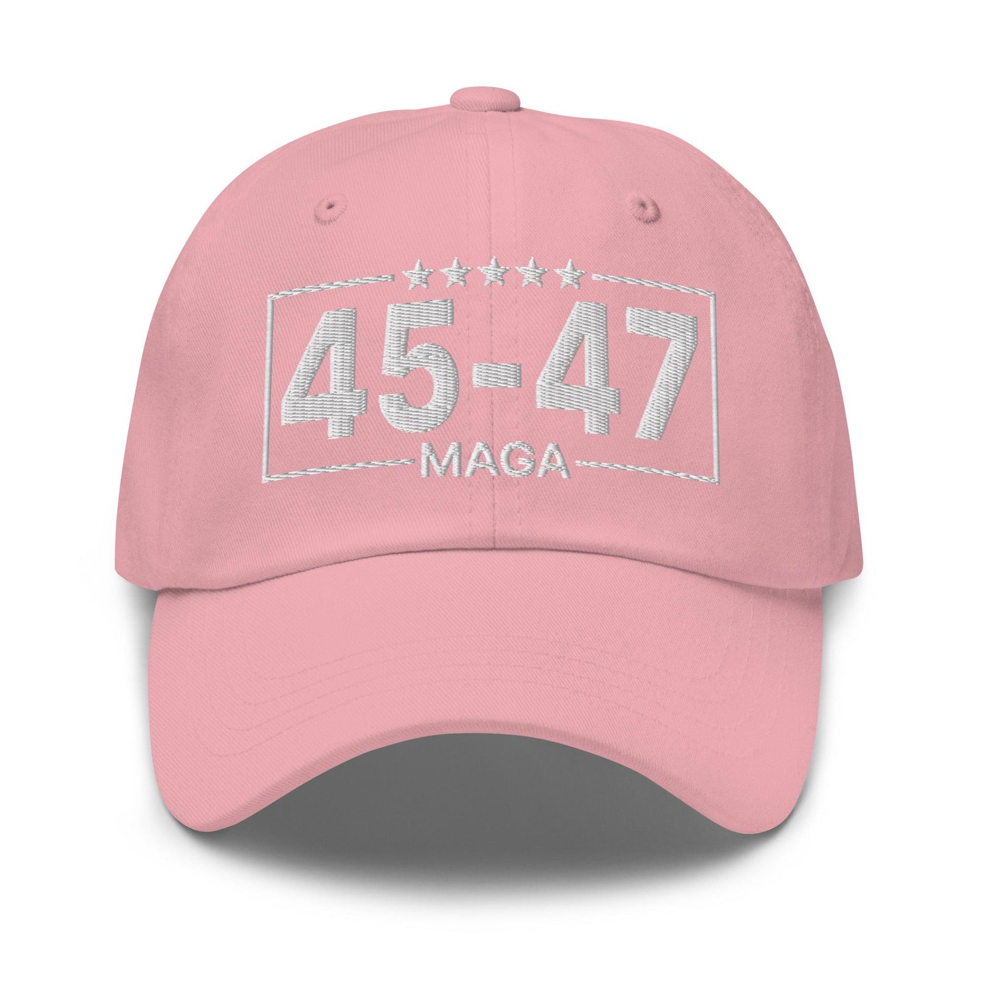 Trump 45-47 MAGA Embroidered Dad Hat Pink Capital Crowns Conservative Dad Hats LADs