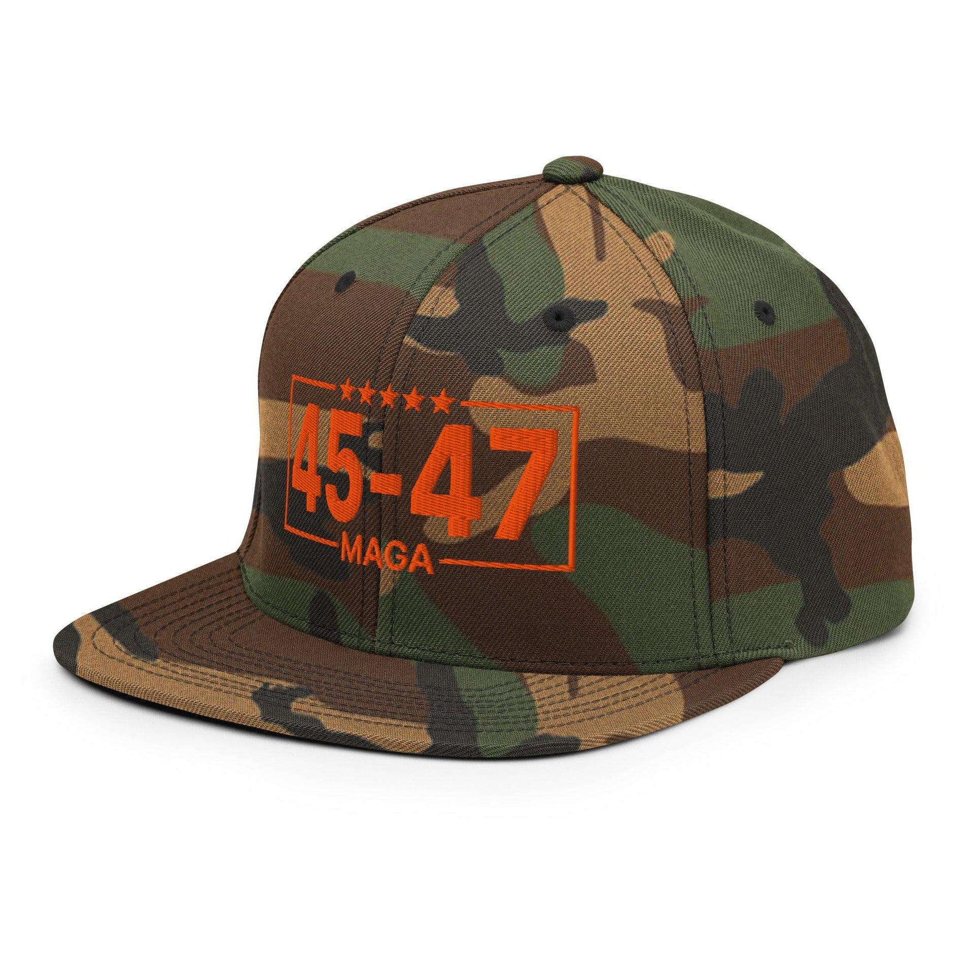 Trump 45-47 MAGA Embroidered Flat Bill Brim Snapback Hat Capital Crowns Conservative LADs Snapback Hats