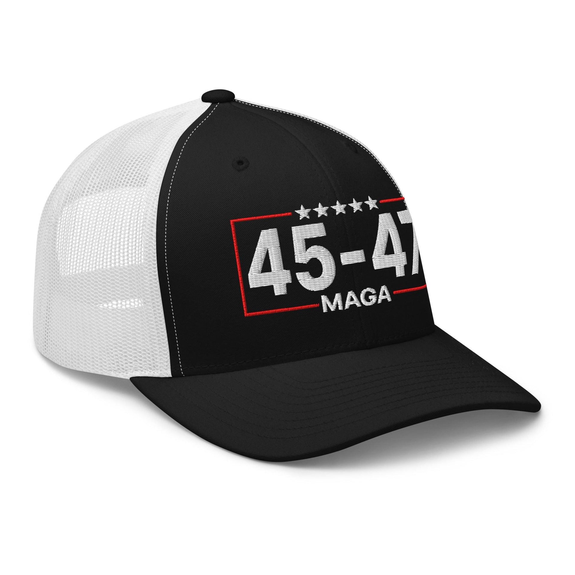 Trump 45-47 MAGA Embroidered Mesh Trucker Hat Capital Crowns Conservative LADs Trucker Hats