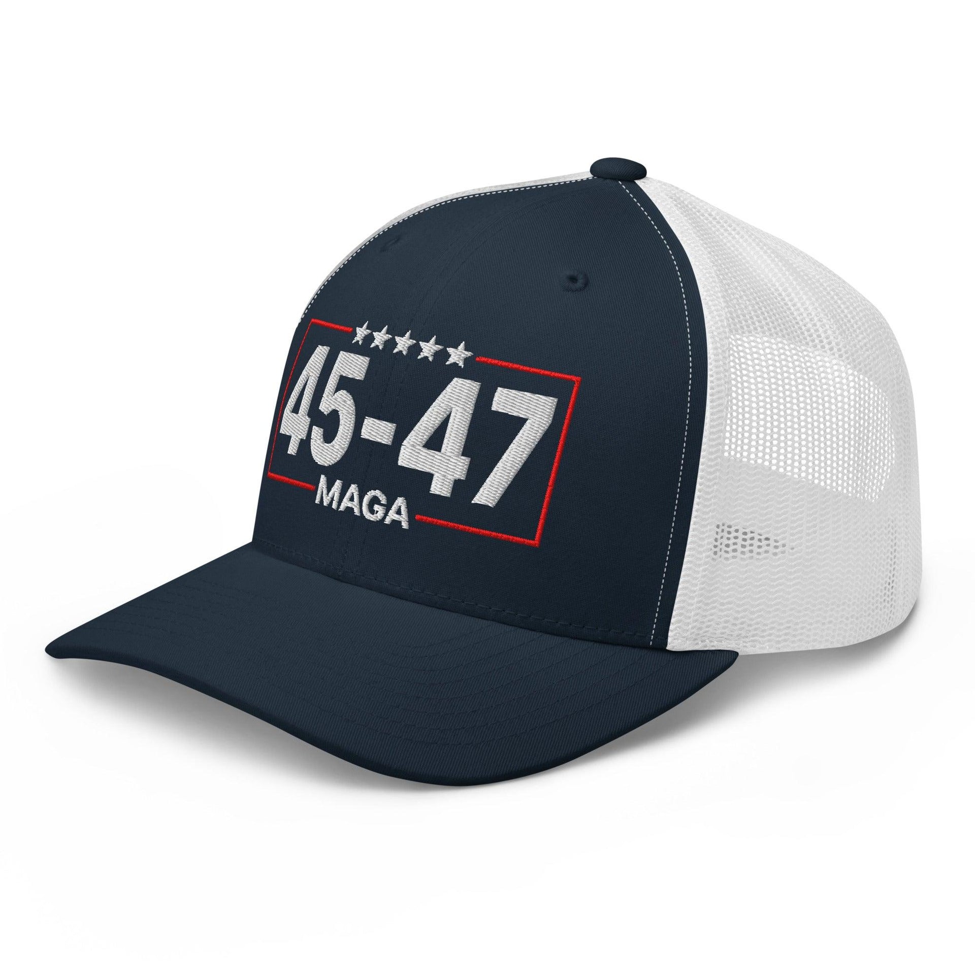 Trump 45-47 MAGA Embroidered Mesh Trucker Hat Capital Crowns Conservative LADs Trucker Hats