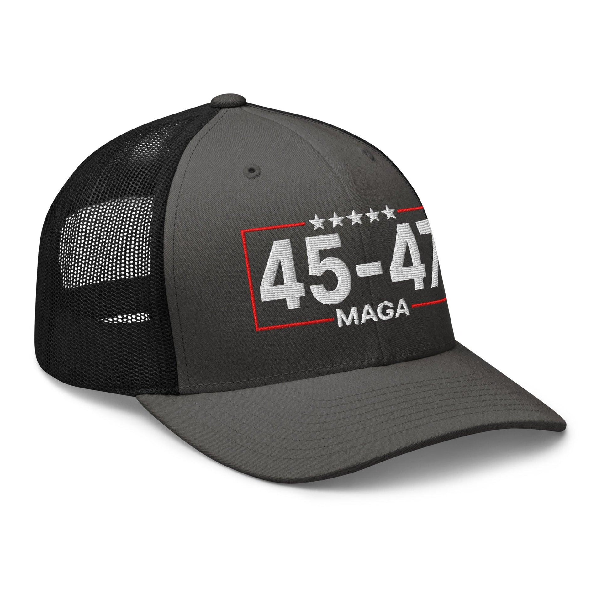 Trump 45-47 MAGA Embroidered Mesh Trucker Hat Capital Crowns Conservative LADs Trucker Hats