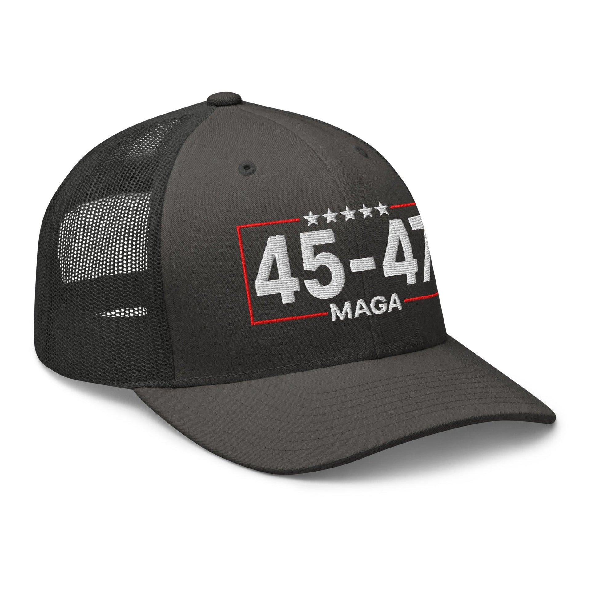 Trump 45-47 MAGA Embroidered Mesh Trucker Hat Capital Crowns Conservative LADs Trucker Hats