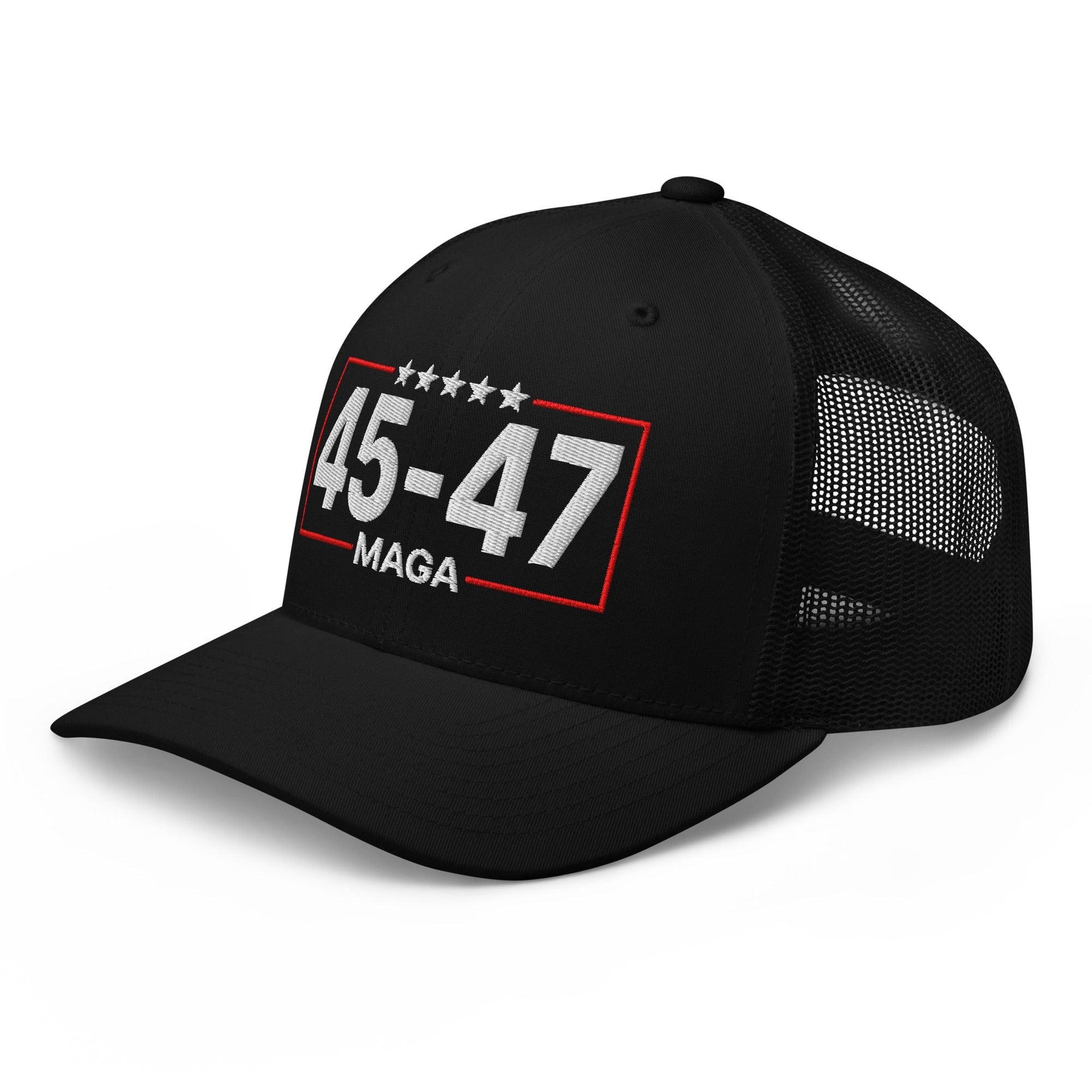 Trump 45-47 MAGA Embroidered Mesh Trucker Hat Capital Crowns Conservative LADs Trucker Hats