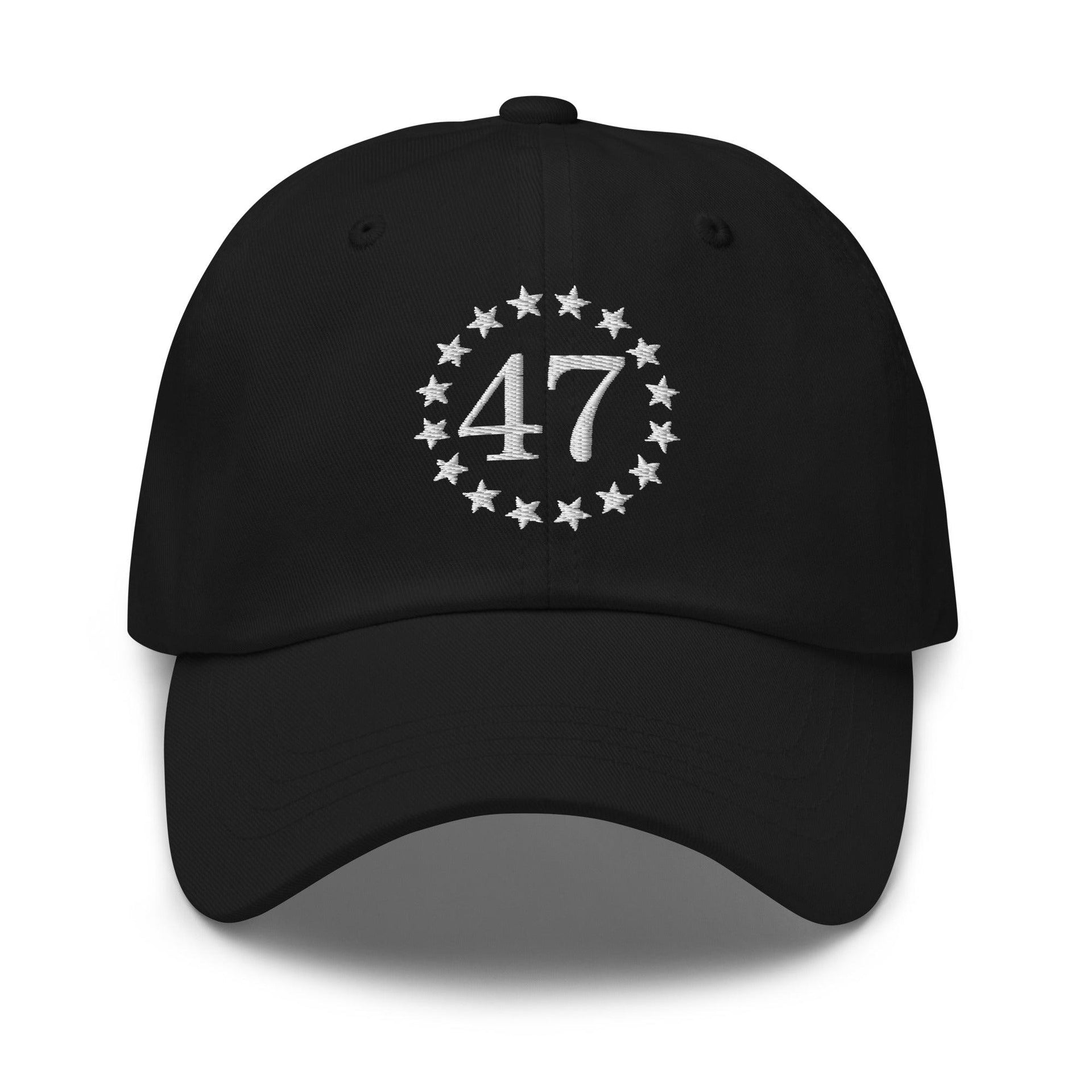 Trump 47 Embroidered Dad Hat Black Capital Crowns Conservative Dad Hats LADs Trump