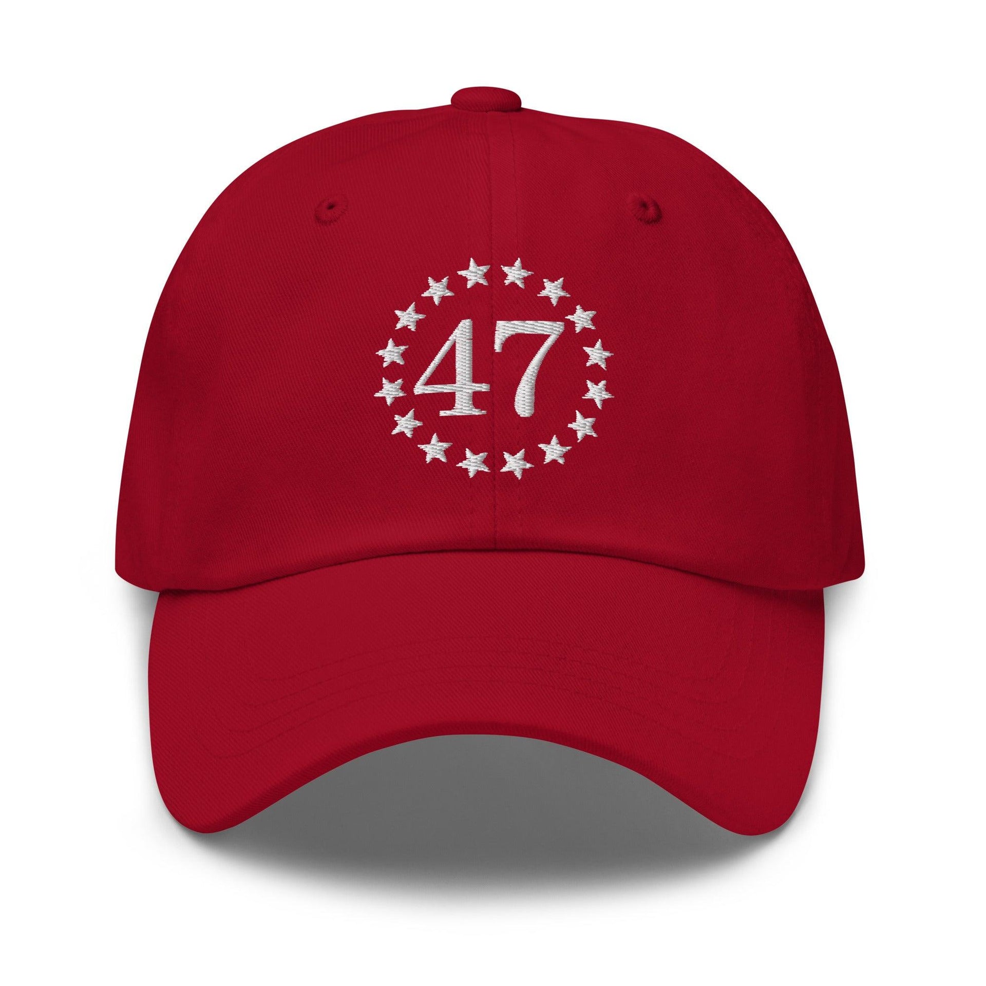 Trump 47 Embroidered Dad Hat Cranberry Capital Crowns Conservative Dad Hats LADs Trump