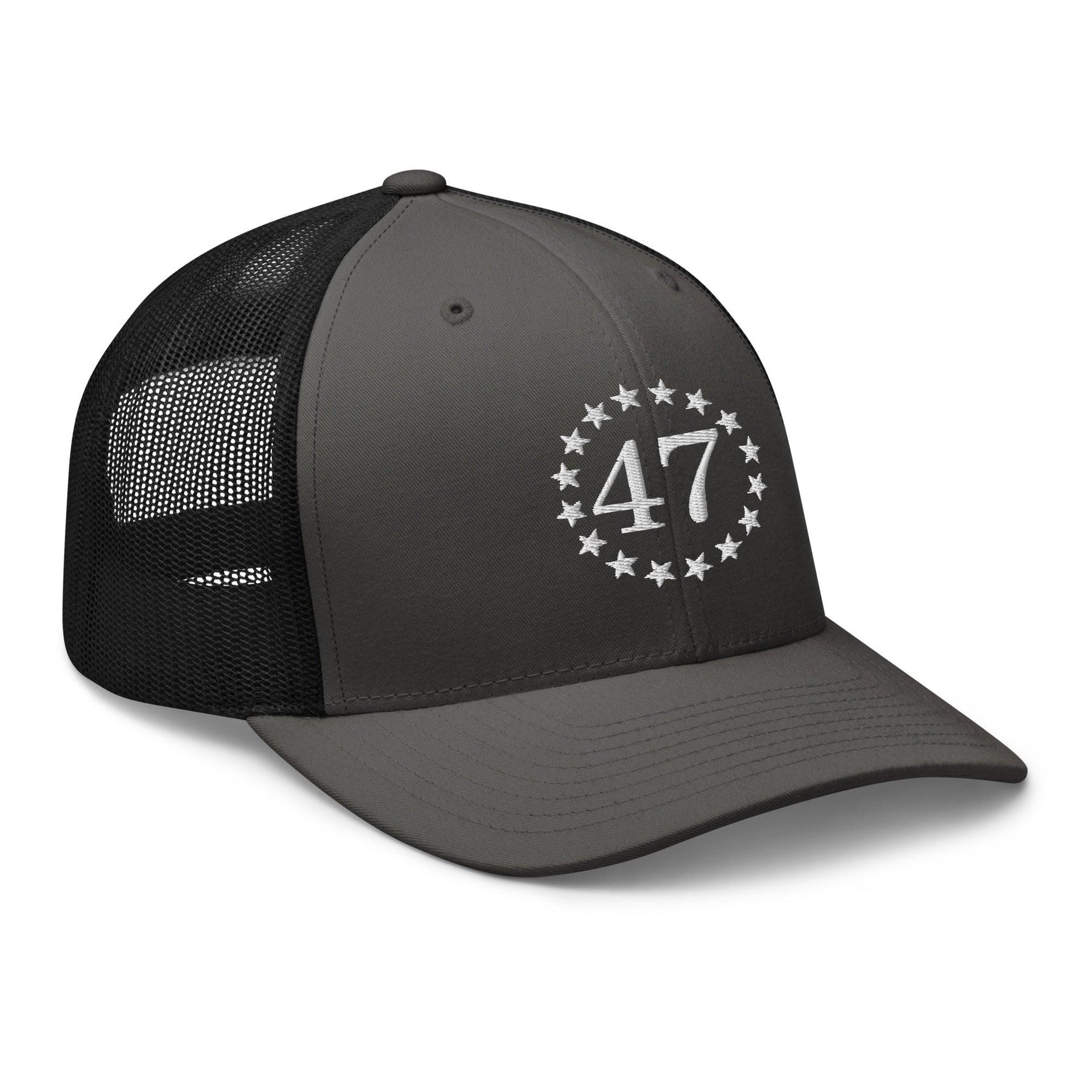 Trump 47 Embroidered Mesh Trucker Hat Capital Crowns Conservative LADs Trucker Hats Trump