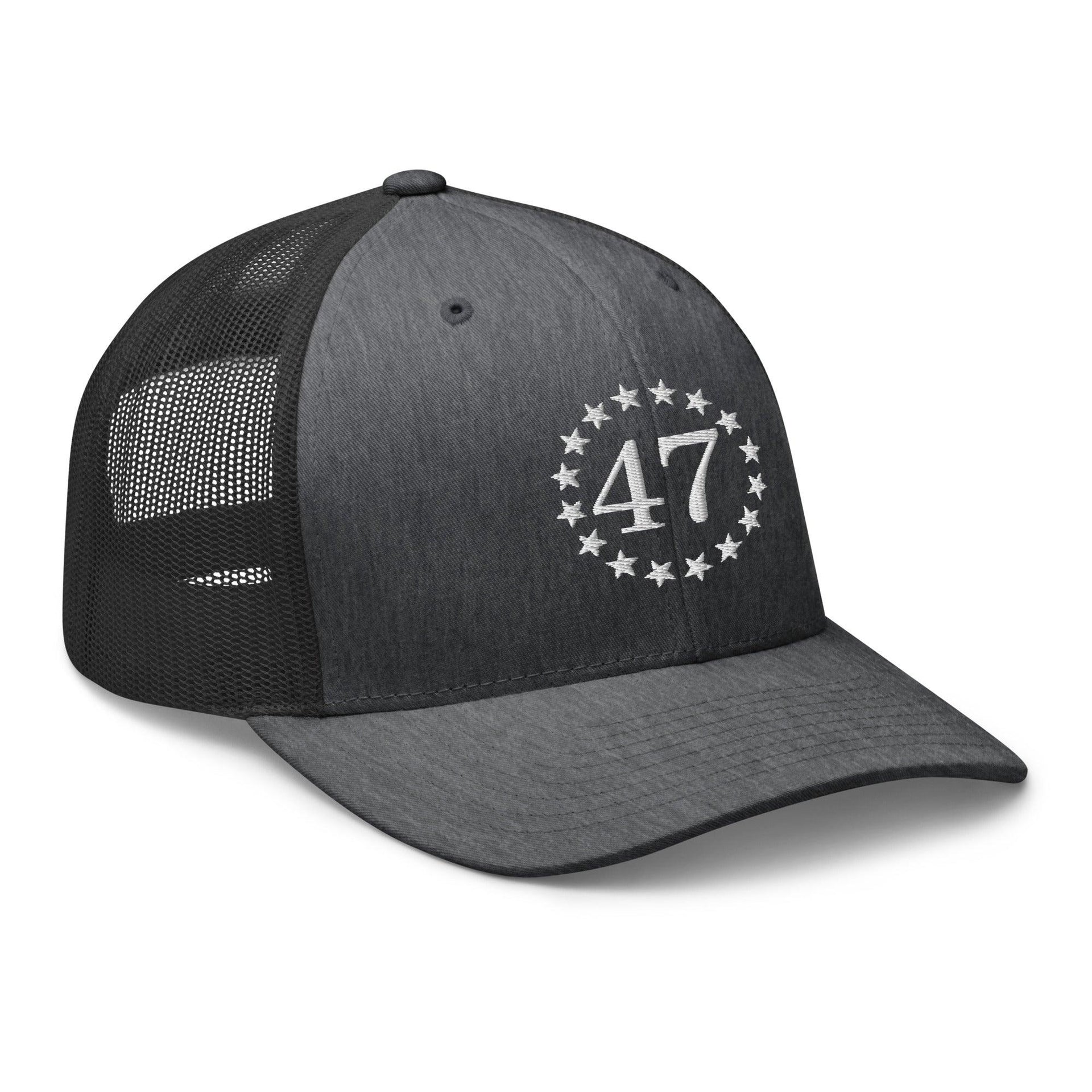 Trump 47 Embroidered Mesh Trucker Hat Capital Crowns Conservative LADs Trucker Hats Trump