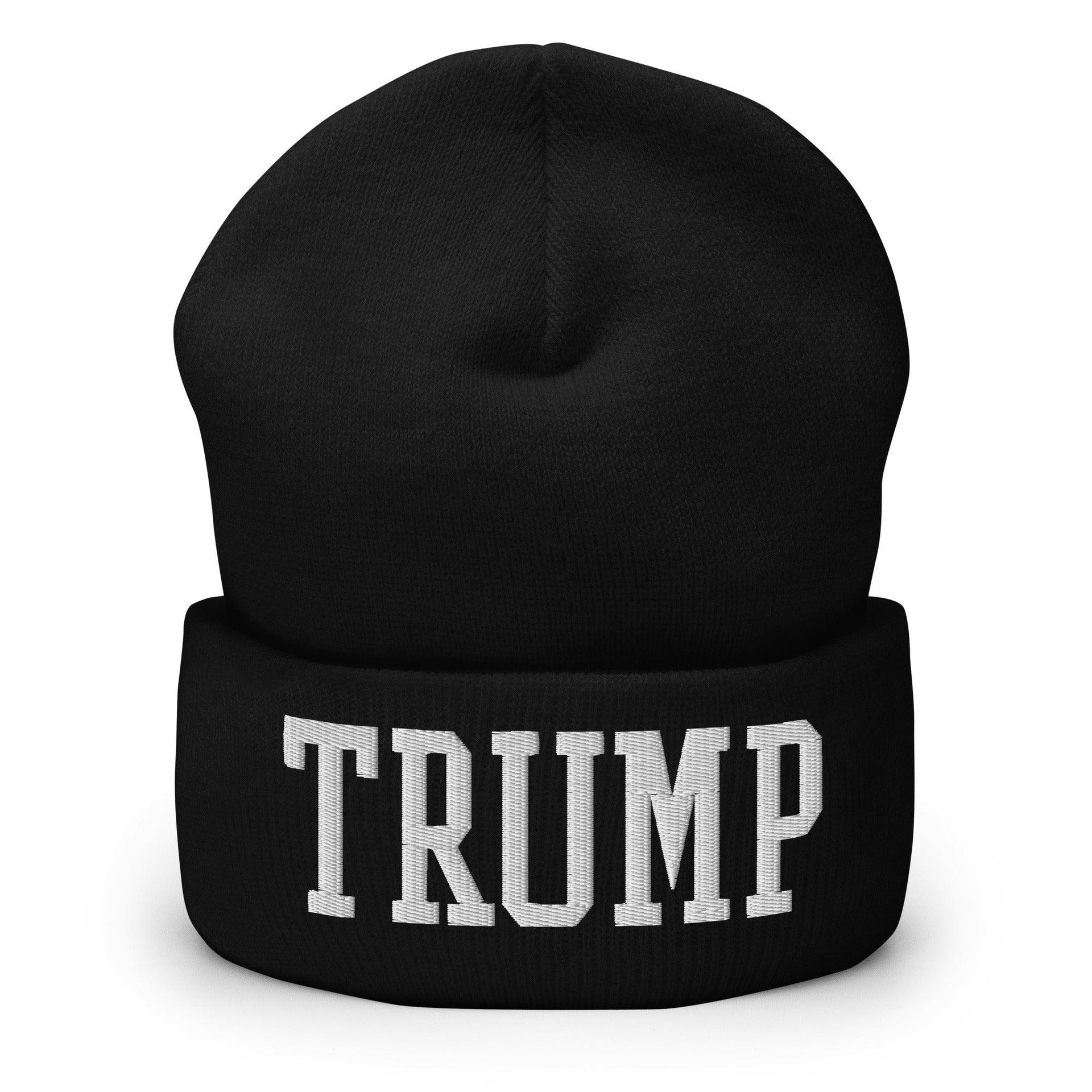 Trump Embroidered Knit Cuffed Beanie Black Beanies Capital Crowns Conservative LADs