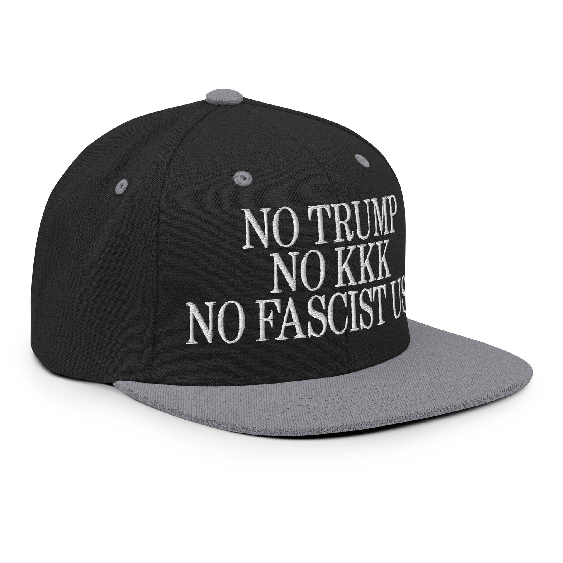 No Trump, No KKK, No Fascist USA Embroidered Flat Brim Bill Snapback Hat Capital Crowns LADs Liberal Snapback Hats