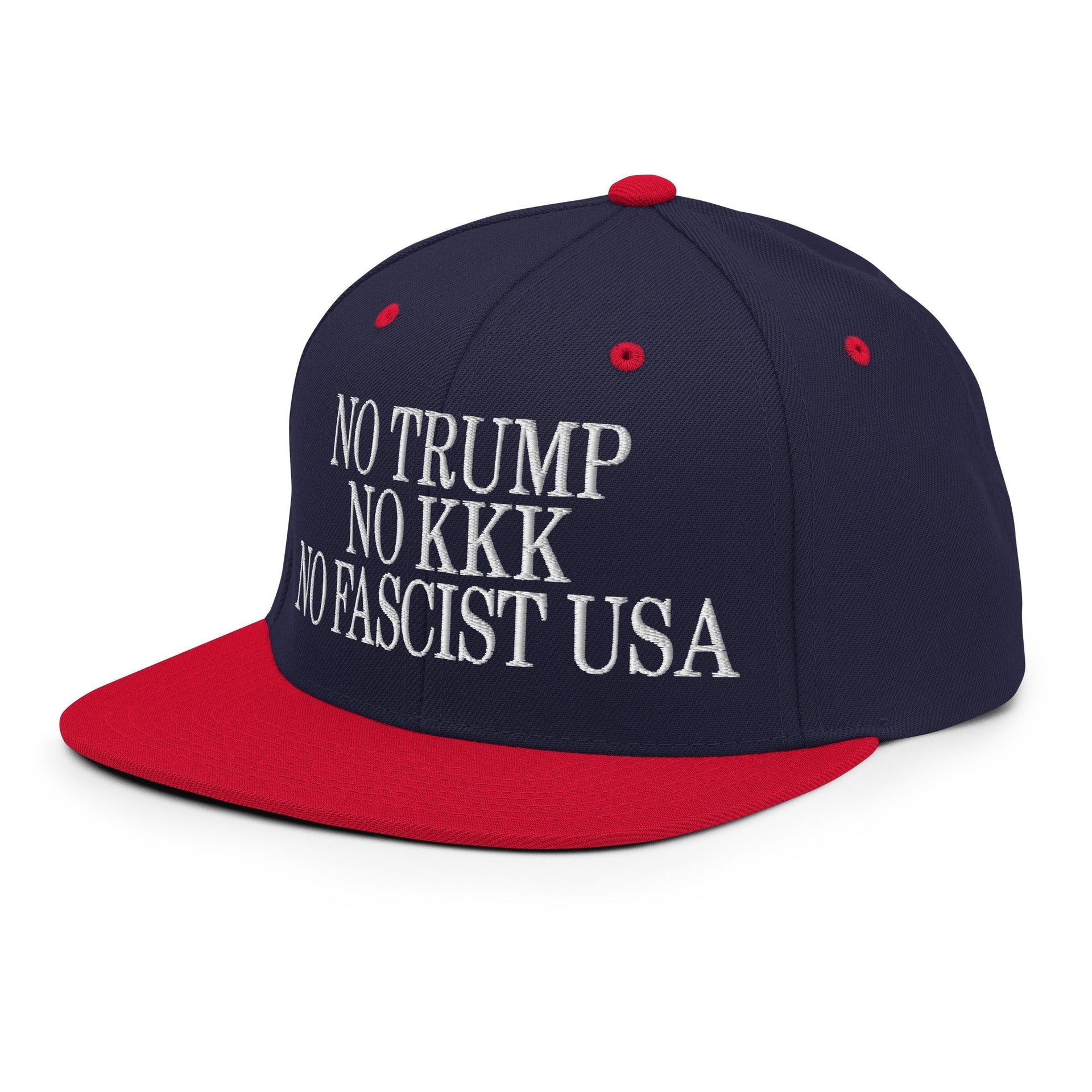 No Trump, No KKK, No Fascist USA Embroidered Flat Brim Bill Snapback Hat Capital Crowns LADs Liberal Snapback Hats