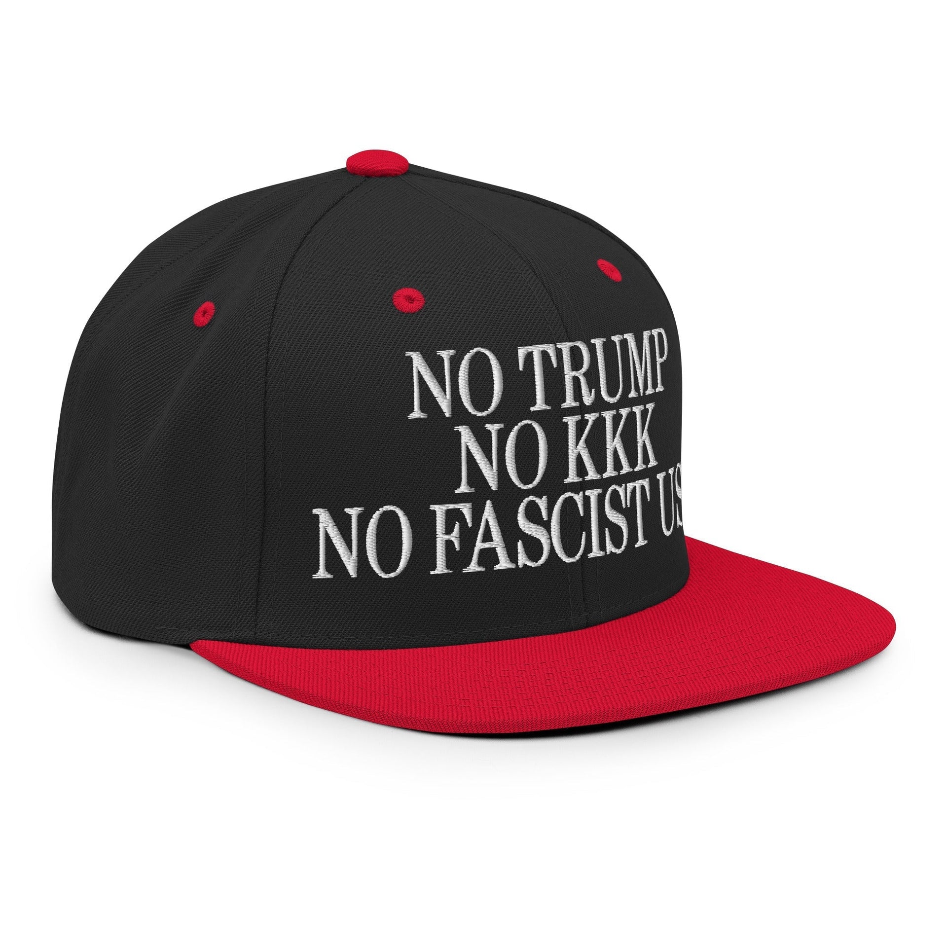 No Trump, No KKK, No Fascist USA Embroidered Flat Brim Bill Snapback Hat Capital Crowns LADs Liberal Snapback Hats