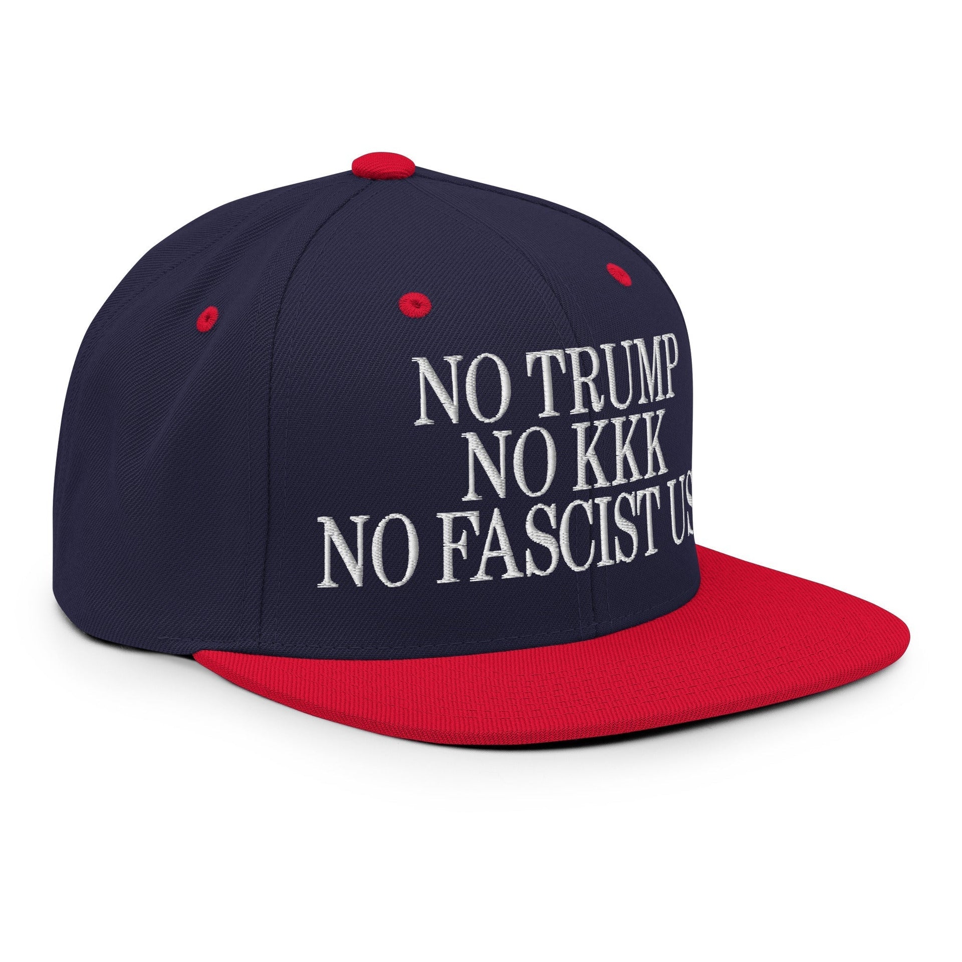 No Trump, No KKK, No Fascist USA Embroidered Flat Brim Bill Snapback Hat Capital Crowns LADs Liberal Snapback Hats