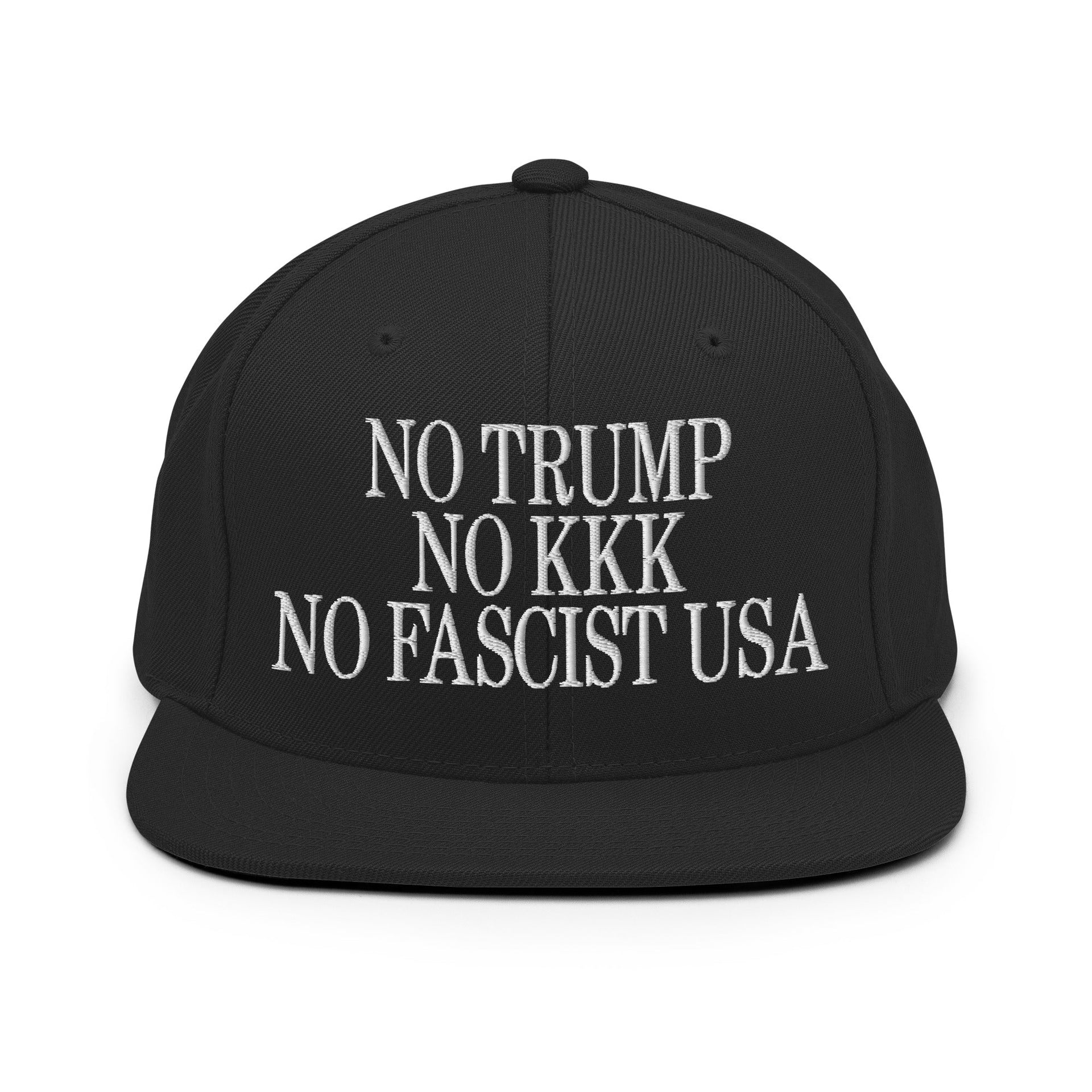 No Trump, No KKK, No Fascist USA Embroidered Flat Brim Bill Snapback Hat Black Capital Crowns LADs Liberal Snapback Hats