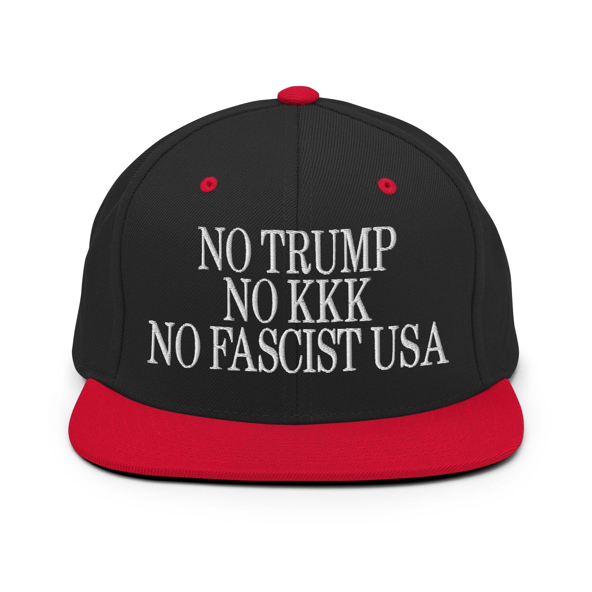 No Trump, No KKK, No Fascist USA Embroidered Flat Brim Bill Snapback Hat Black Red Capital Crowns LADs Liberal Snapback Hats