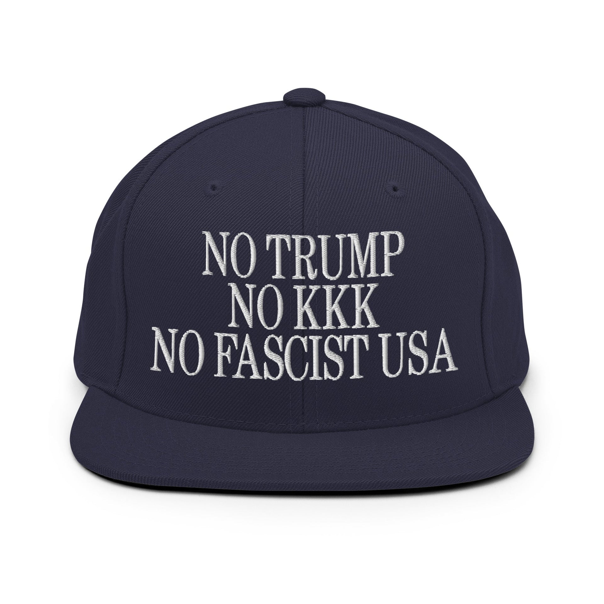 No Trump, No KKK, No Fascist USA Embroidered Flat Brim Bill Snapback Hat Navy Capital Crowns LADs Liberal Snapback Hats