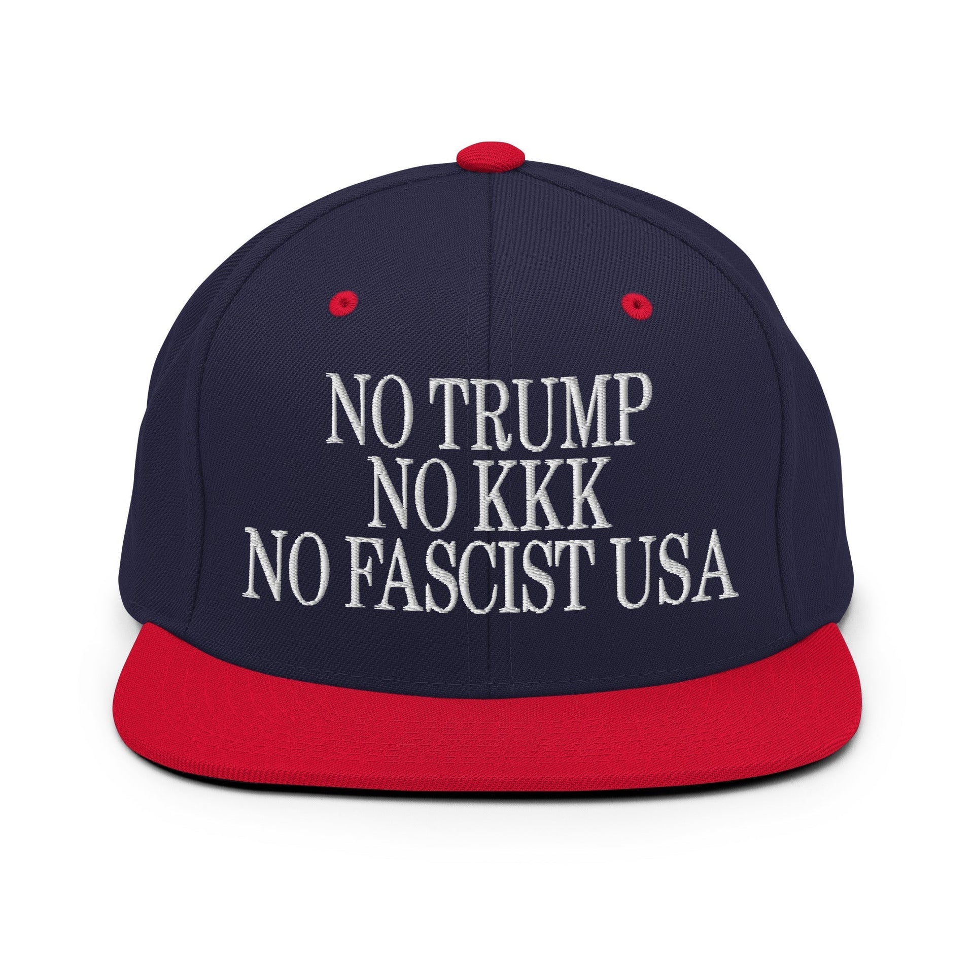No Trump, No KKK, No Fascist USA Embroidered Flat Brim Bill Snapback Hat Navy Red Capital Crowns LADs Liberal Snapback Hats