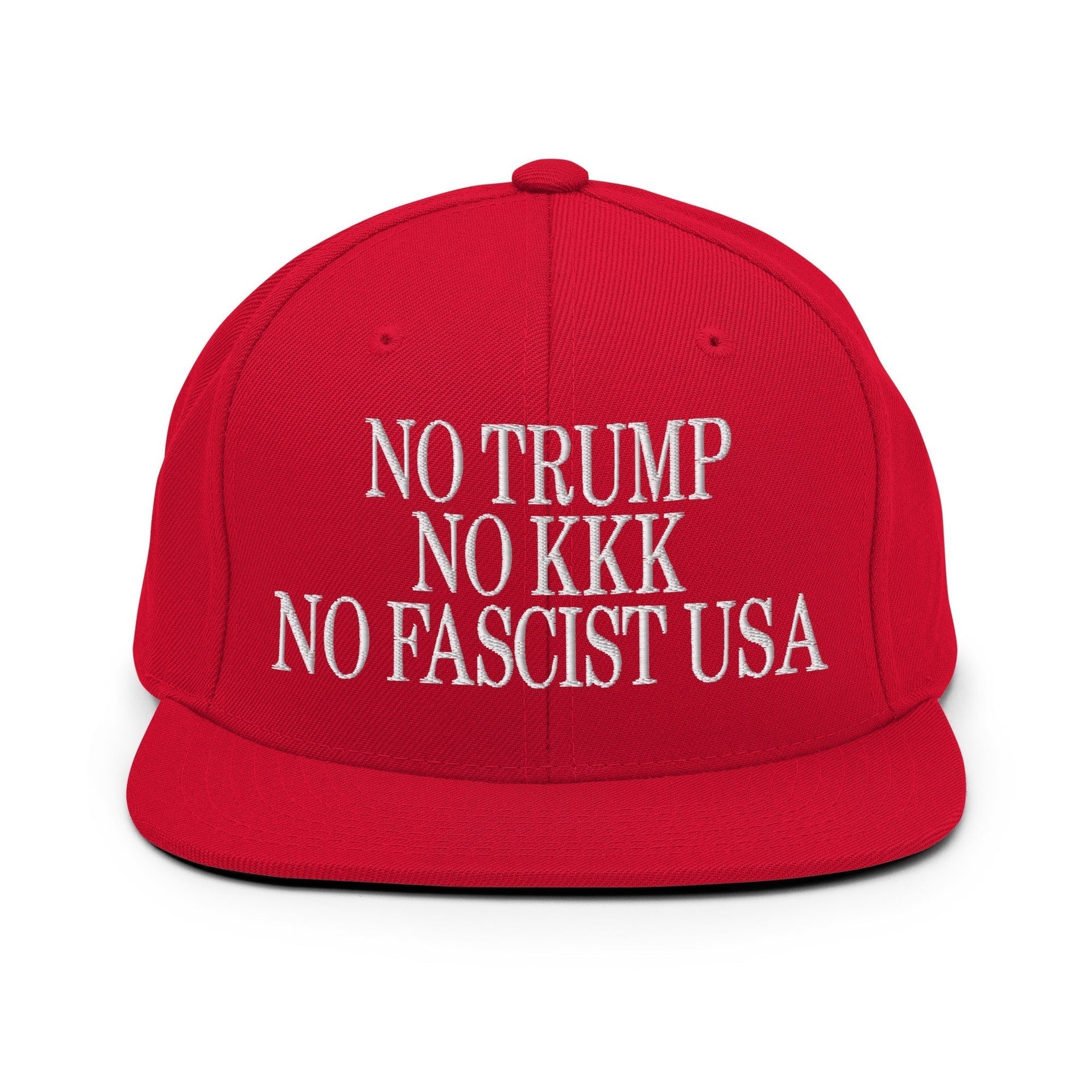 No Trump, No KKK, No Fascist USA Embroidered Flat Brim Bill Snapback Hat Red Capital Crowns LADs Liberal Snapback Hats