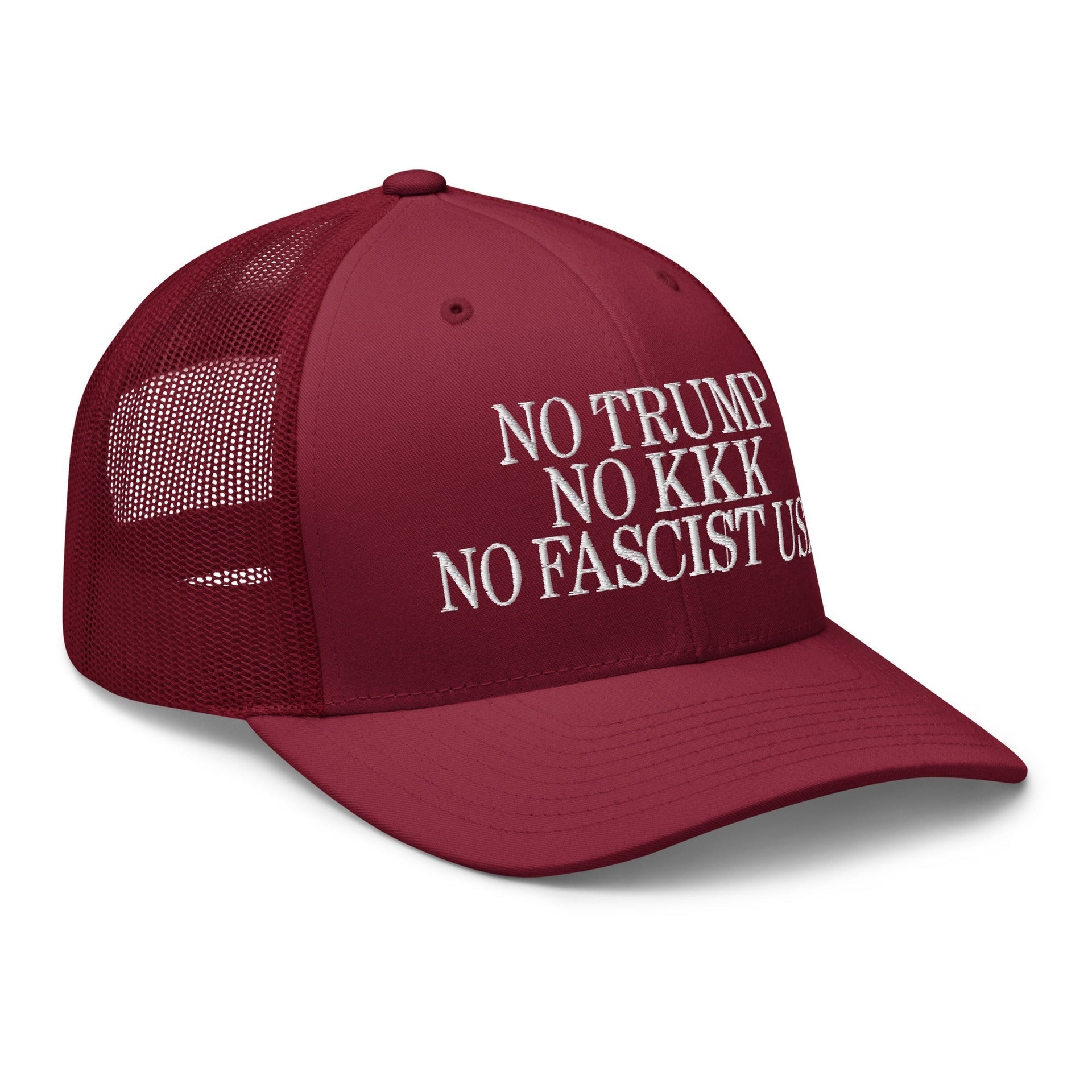 No Trump, No KKK, No Fascist USA Embroidered Retro Mesh Trucker Hat Capital Crowns LADs Liberal Trucker Hats