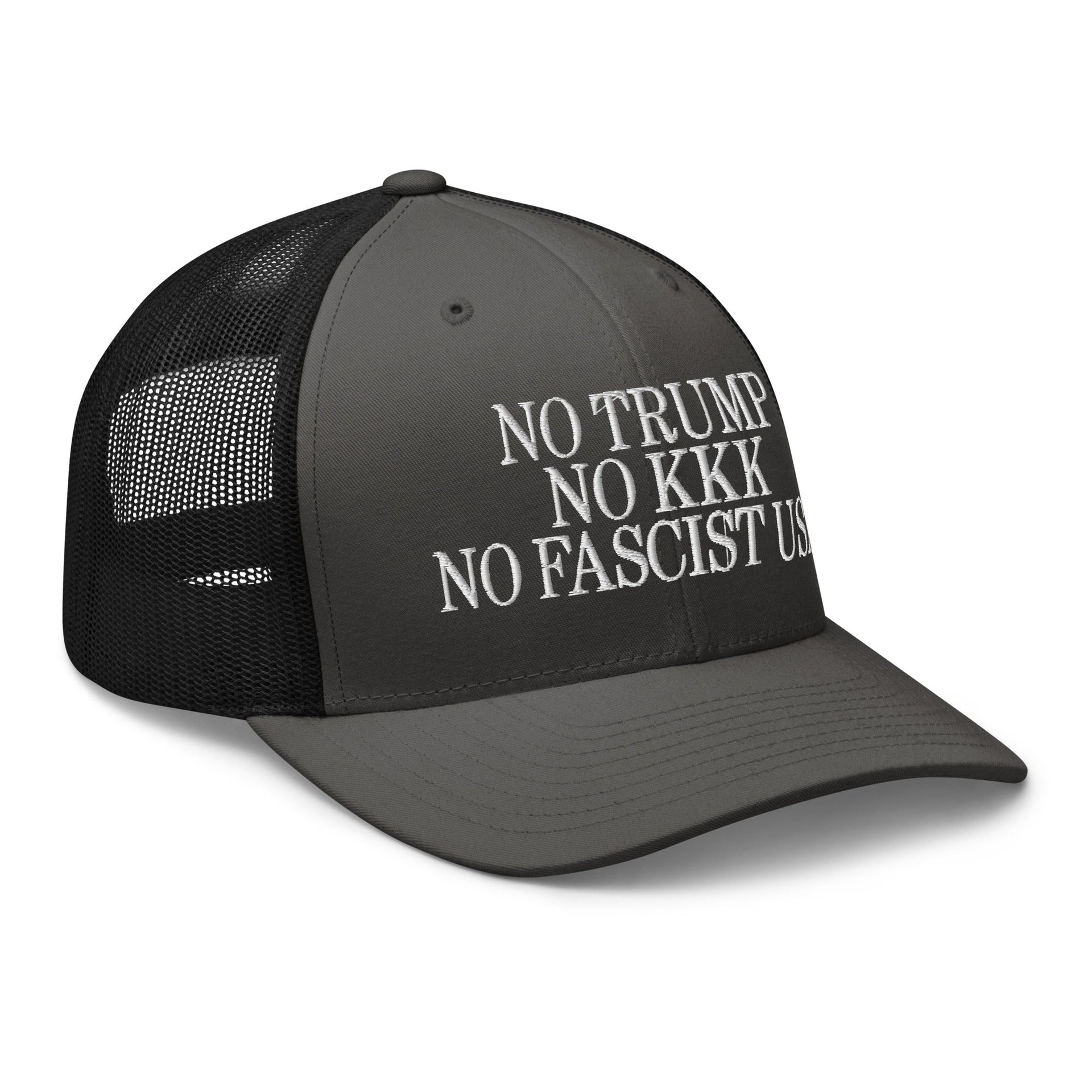 No Trump, No KKK, No Fascist USA Embroidered Retro Mesh Trucker Hat Capital Crowns LADs Liberal Trucker Hats