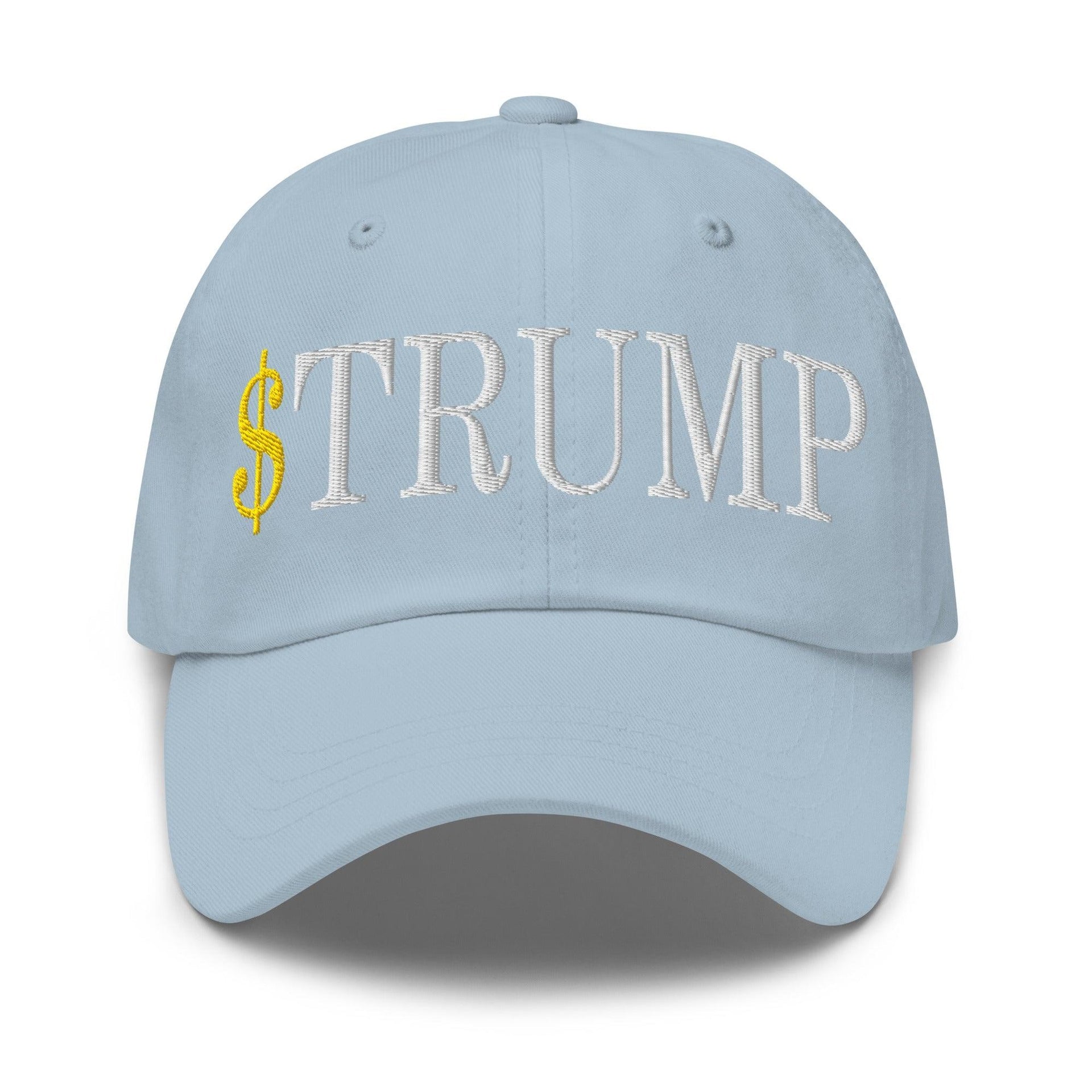 $Trump Official Trump Meme Coin Embroidered Unstructured Dad Hat Light Blue Capital Crowns Crypto Dad Hats LADs