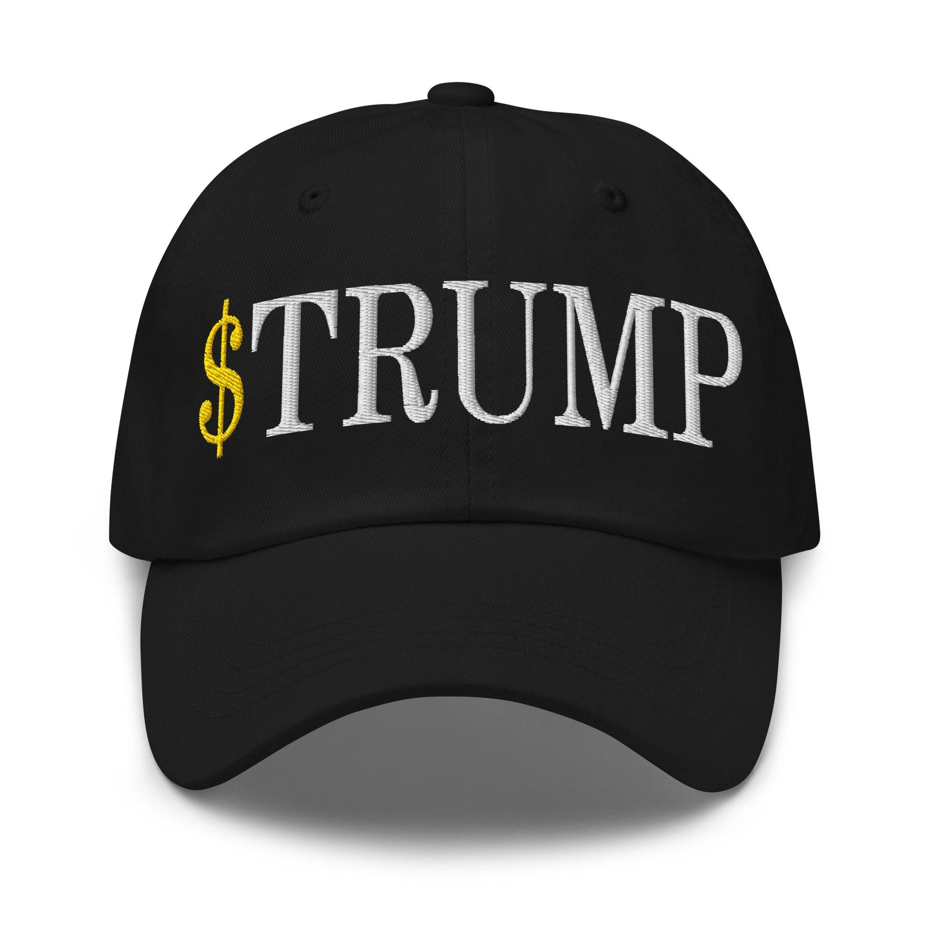 $Trump Official Trump Meme Coin Embroidered Unstructured Dad Hat Black Capital Crowns Crypto Dad Hats LADs