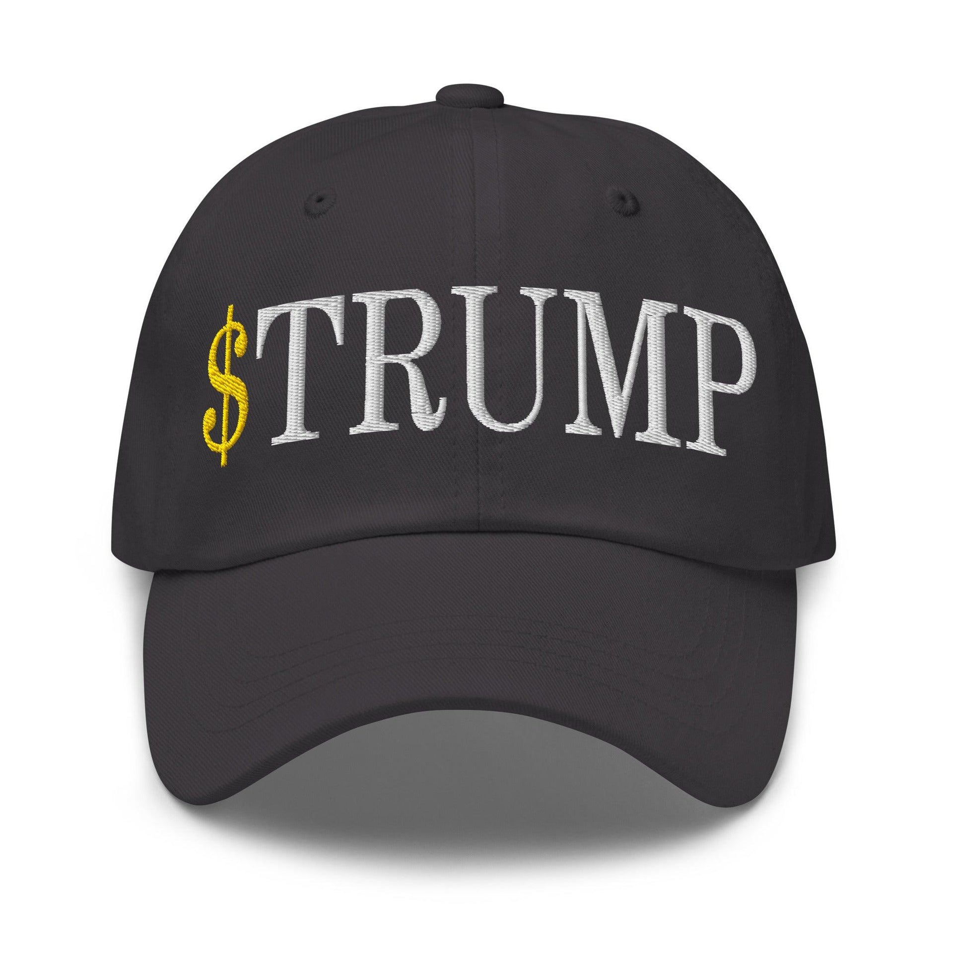 $Trump Official Trump Meme Coin Embroidered Unstructured Dad Hat Dark Grey Capital Crowns Crypto Dad Hats LADs