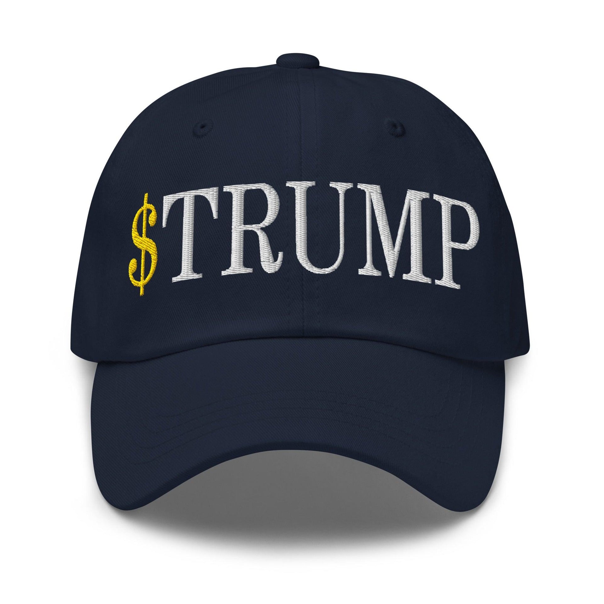 $Trump Official Trump Meme Coin Embroidered Unstructured Dad Hat Navy Capital Crowns Crypto Dad Hats LADs