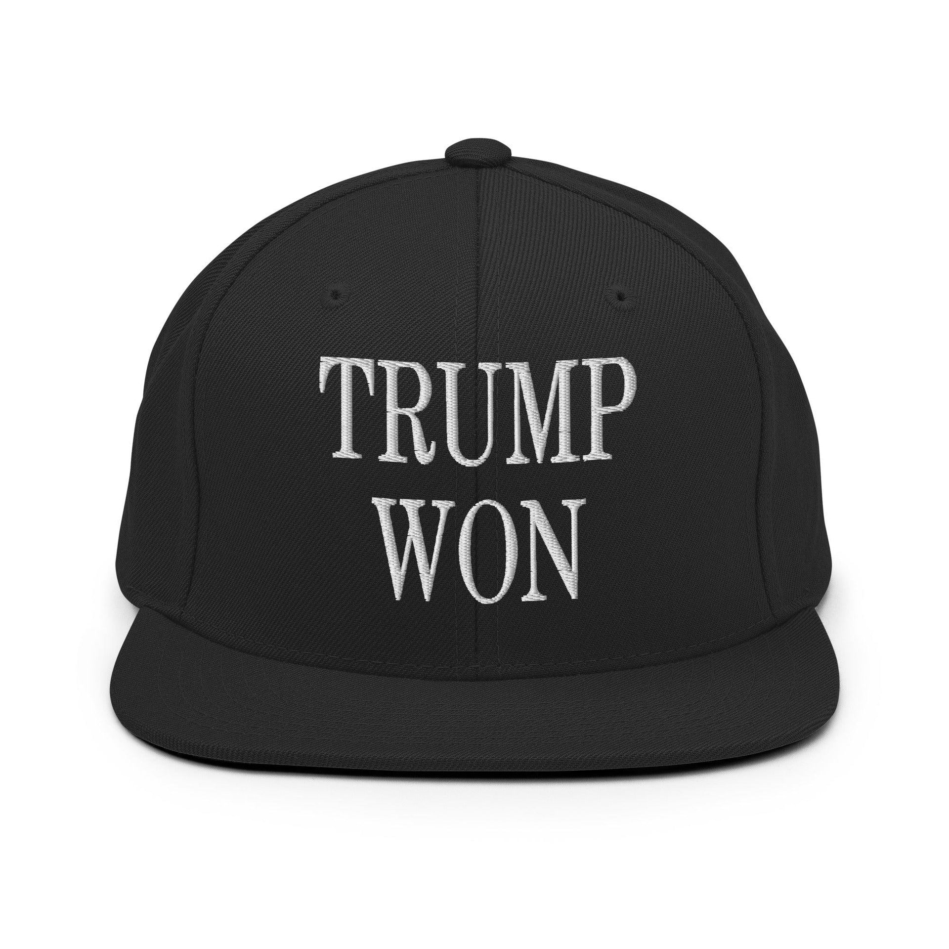 Trump Won 2020 2024 Flat Bill Brim Snapback Hat Black Capital Crowns Conservative LADs Snapback Hats