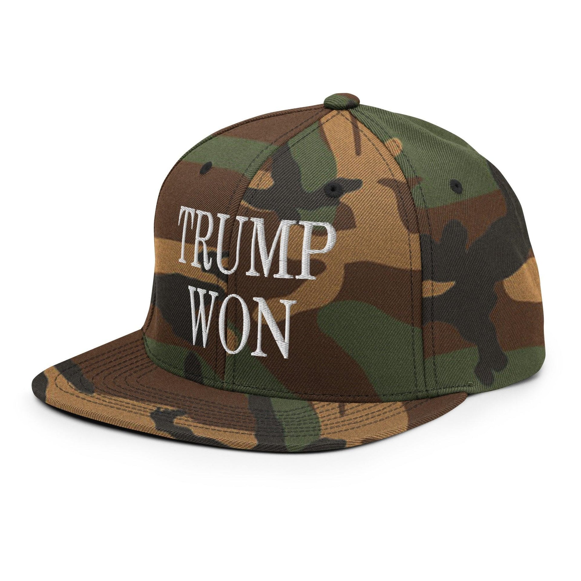 Trump Won 2020 2024 Flat Bill Brim Snapback Hat Capital Crowns Conservative LADs Snapback Hats