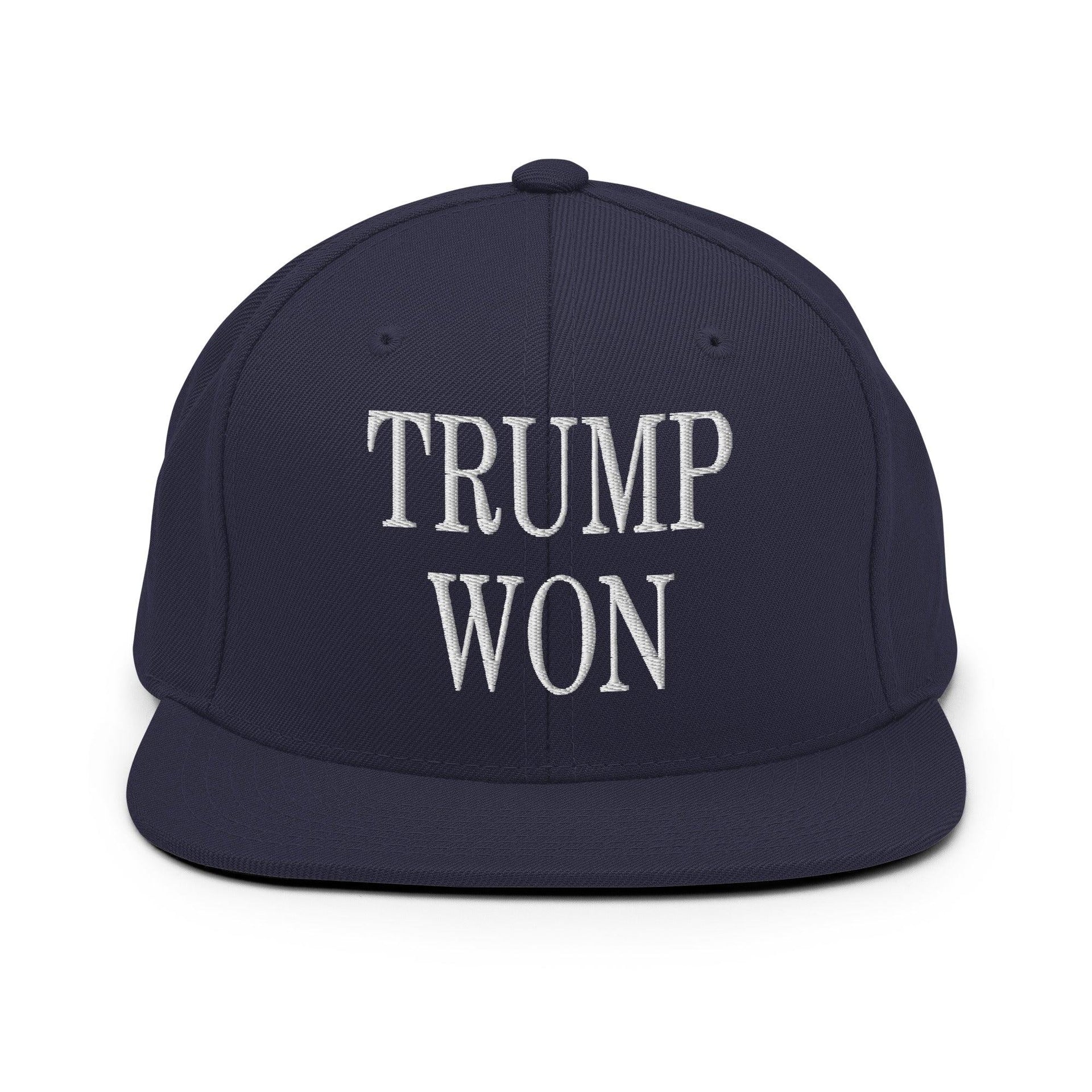 Trump Won 2020 2024 Flat Bill Brim Snapback Hat Navy Capital Crowns Conservative LADs Snapback Hats