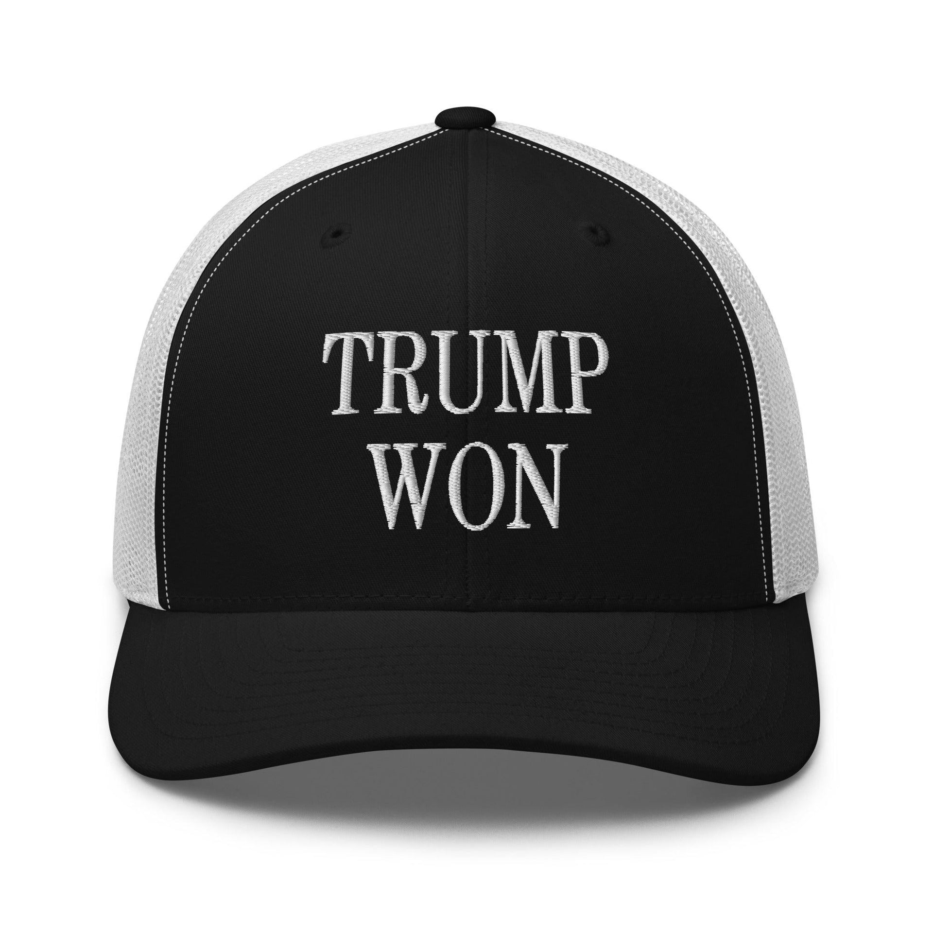 Trump Won 2020 2024 Retro Trucker Hat Black White Capital Crowns Conservative LADs Trucker Hats