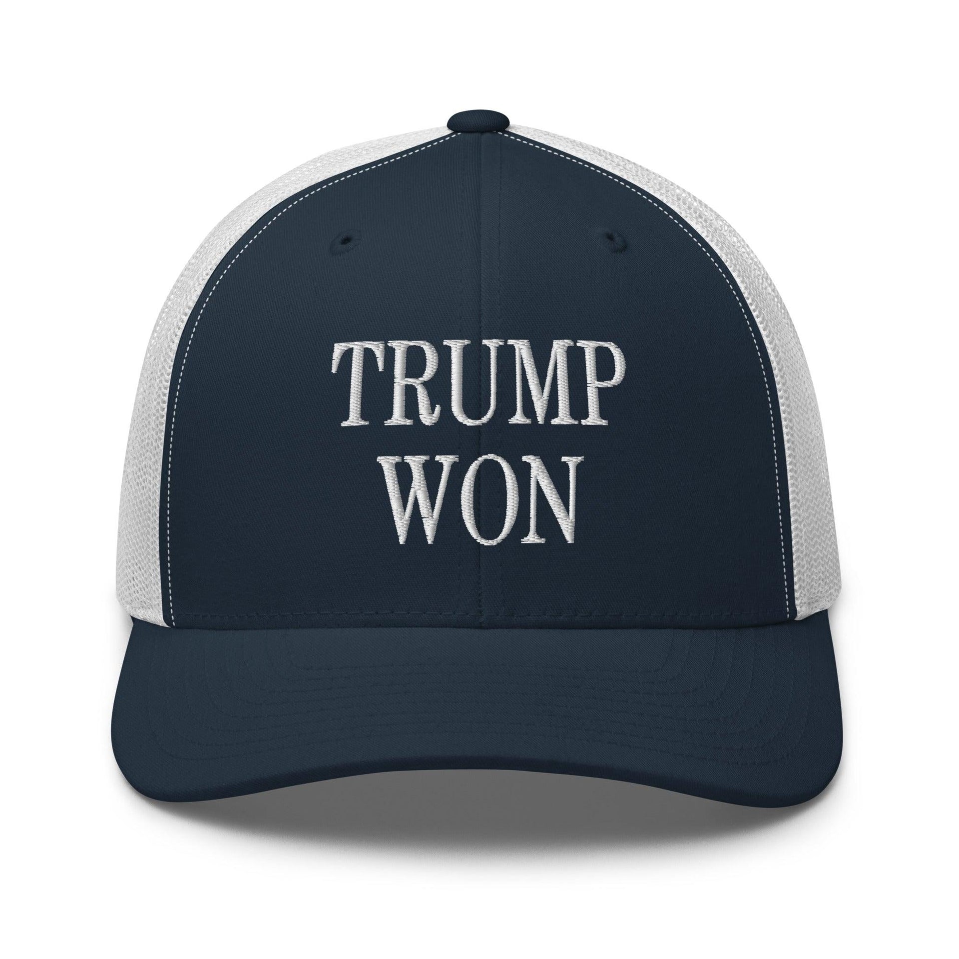 Trump Won 2020 2024 Retro Trucker Hat Navy White Capital Crowns Conservative LADs Trucker Hats