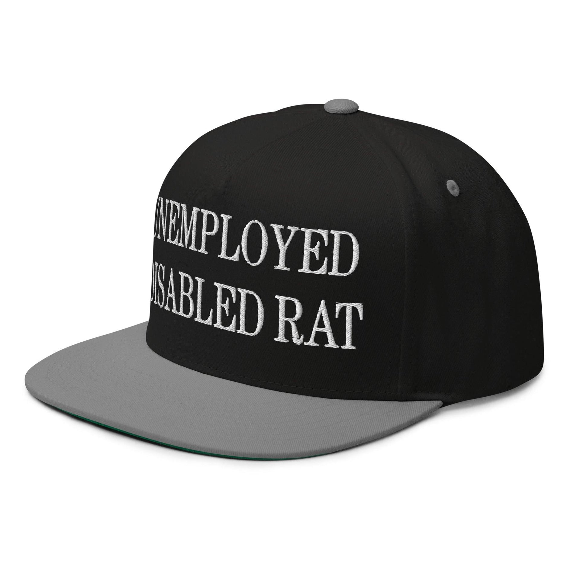 Unemployed Disabled Rat Embroidered 5 Panel Flat Bill Brim Snapback Hat Capital Crowns Funny Snapback Hats
