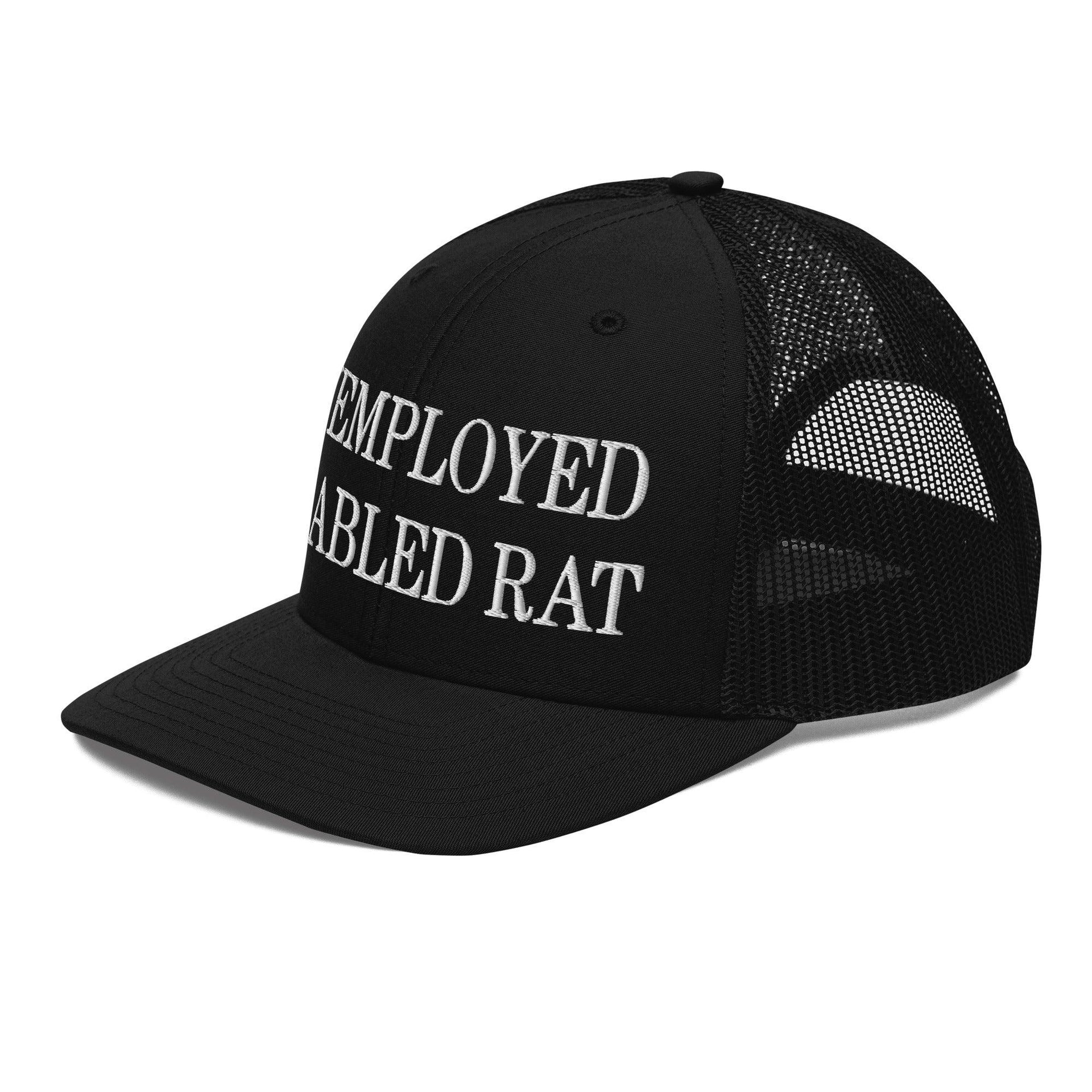 Unemployed Disabled Rat Embroidered Classic Mesh Trucker Hat Capital Crowns Funny Trucker Hats