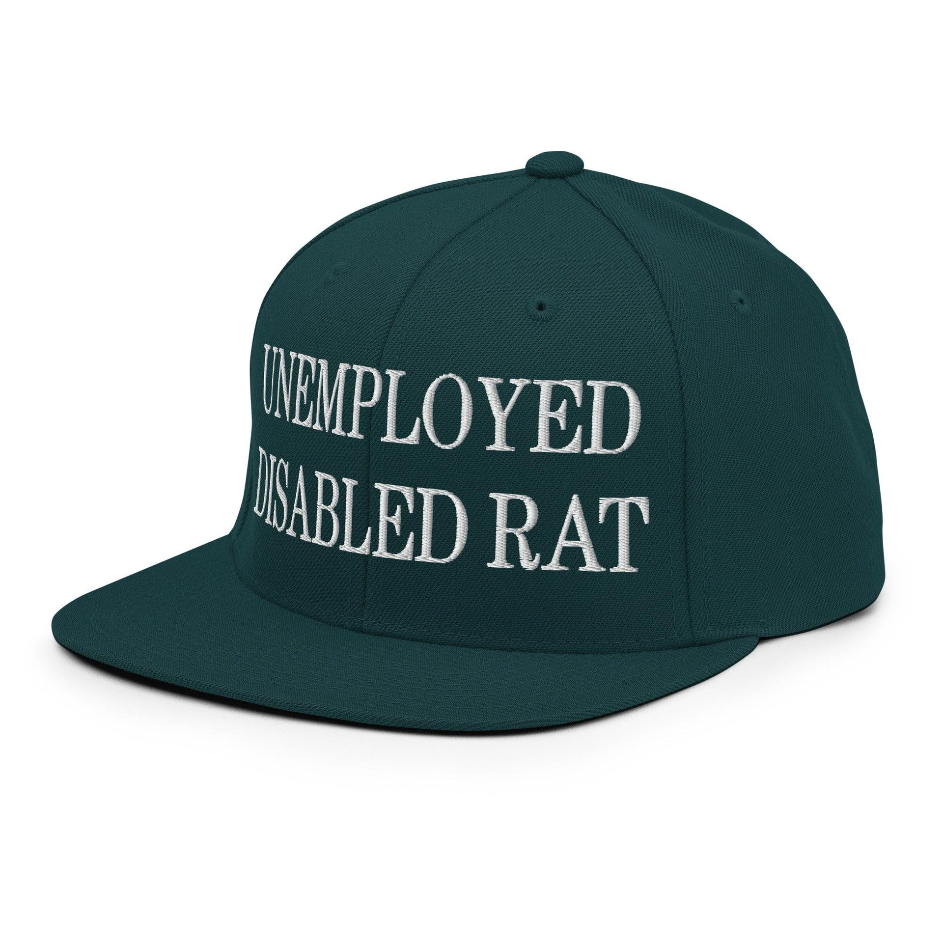 Unemployed Disabled Rat Embroidered Flat Bill Brim Snapback Hat Capital Crowns Funny Snapback Hats