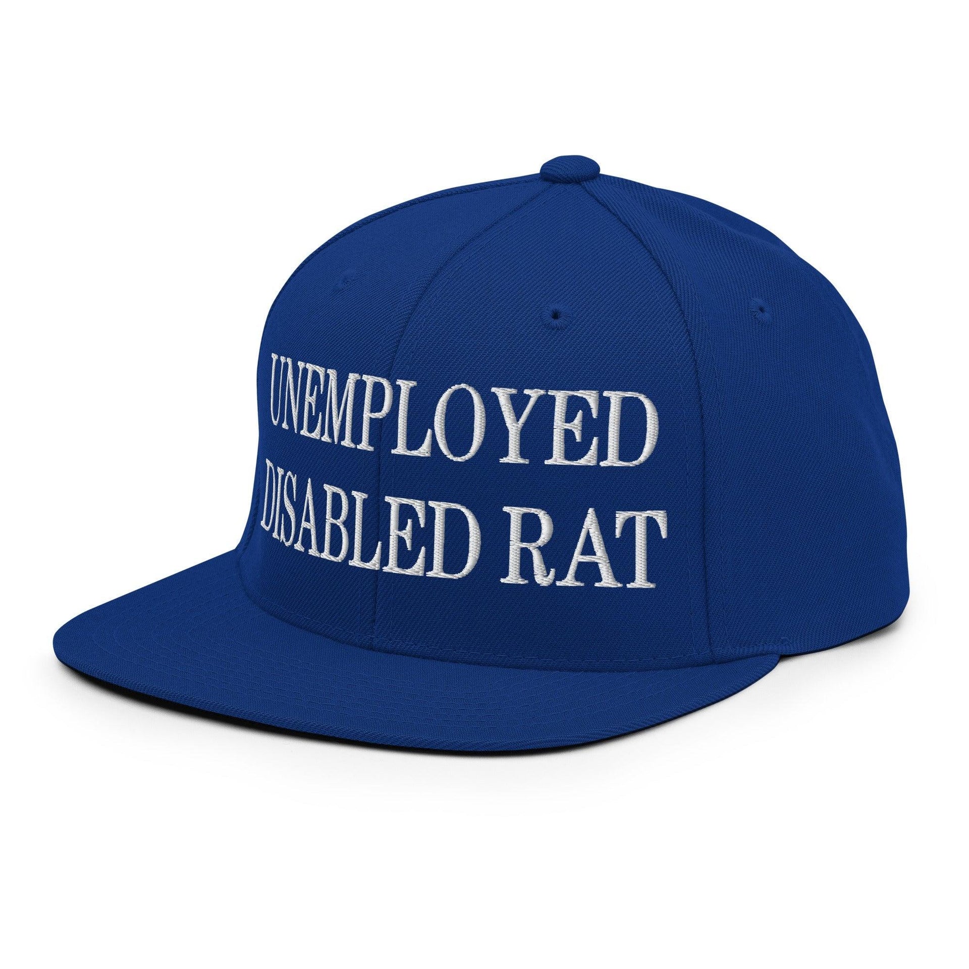 Unemployed Disabled Rat Embroidered Flat Bill Brim Snapback Hat Capital Crowns Funny Snapback Hats