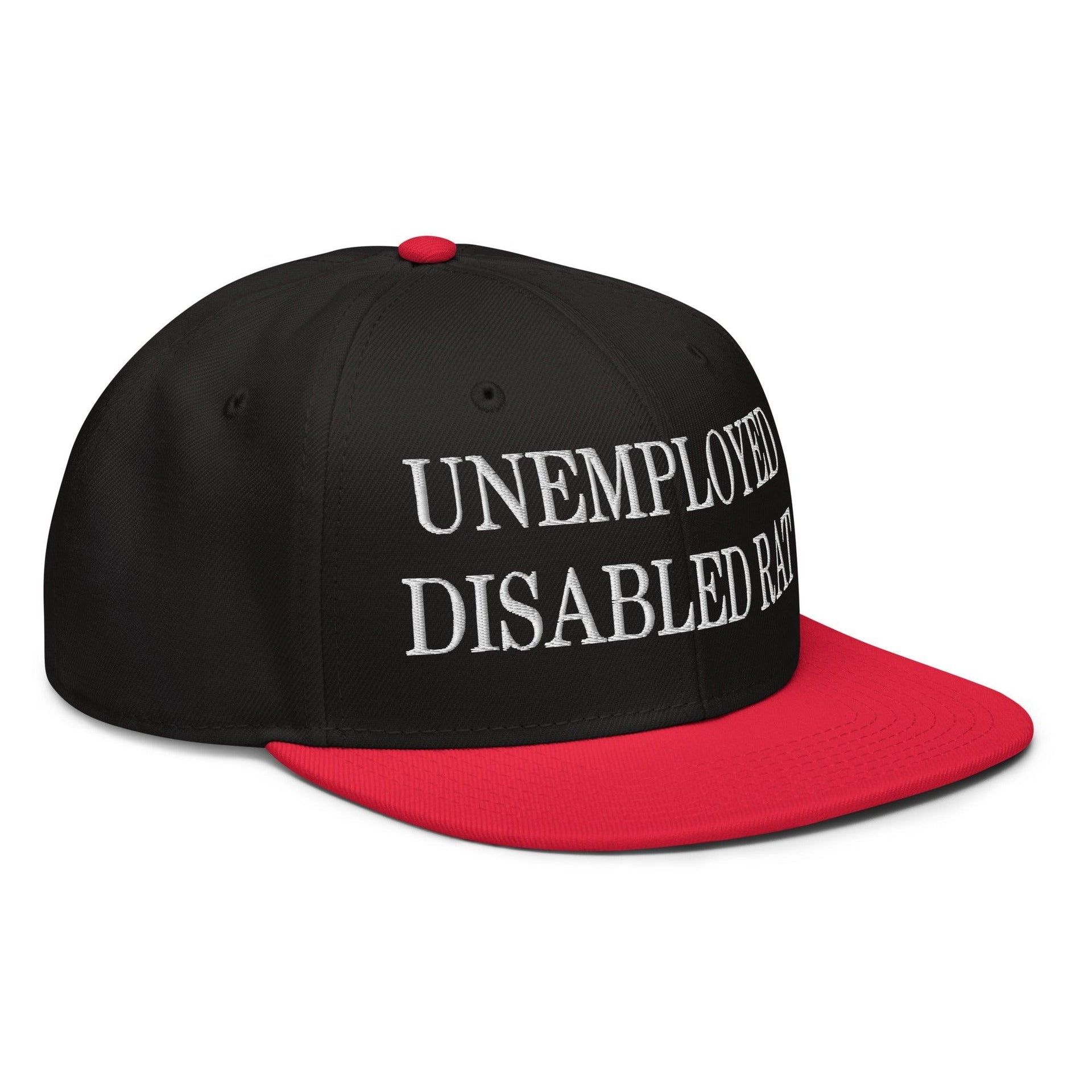 Unemployed Disabled Rat Embroidered Flat Brim Bill Snapback Hat Capital Crowns Funny Snapback Hats