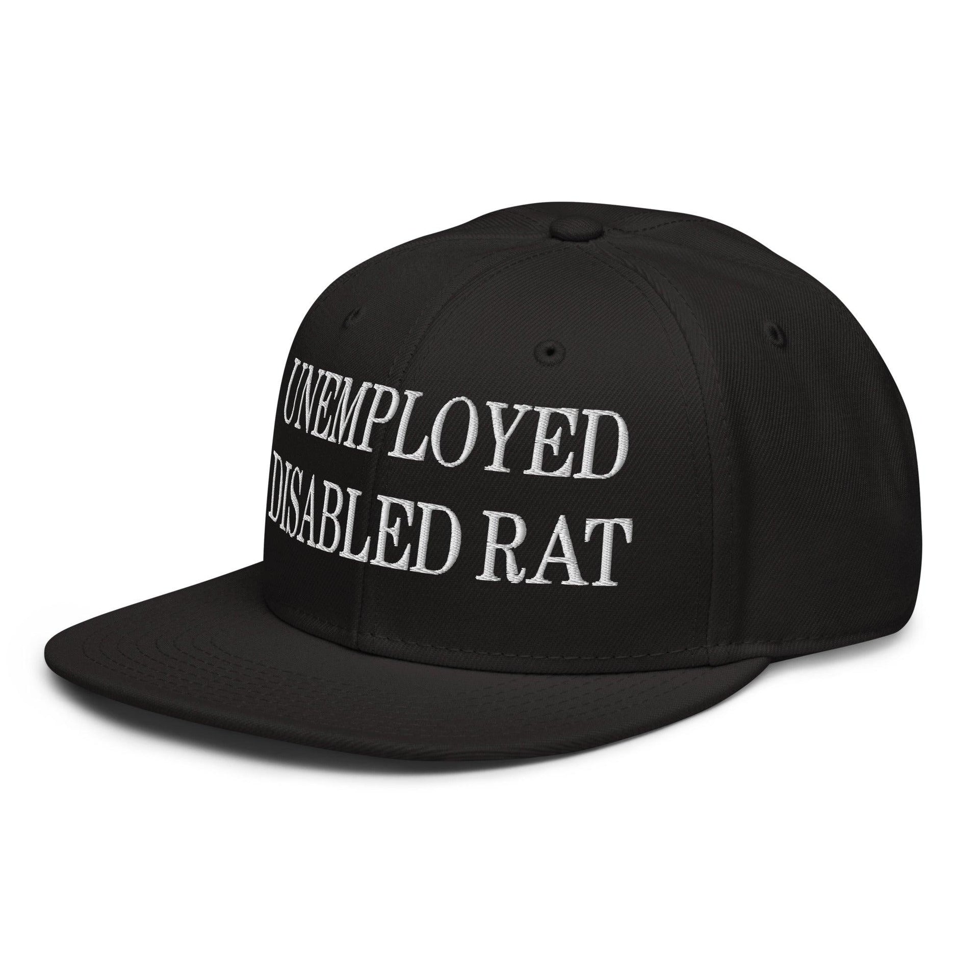 Unemployed Disabled Rat Embroidered Flat Brim Bill Snapback Hat Capital Crowns Funny Snapback Hats