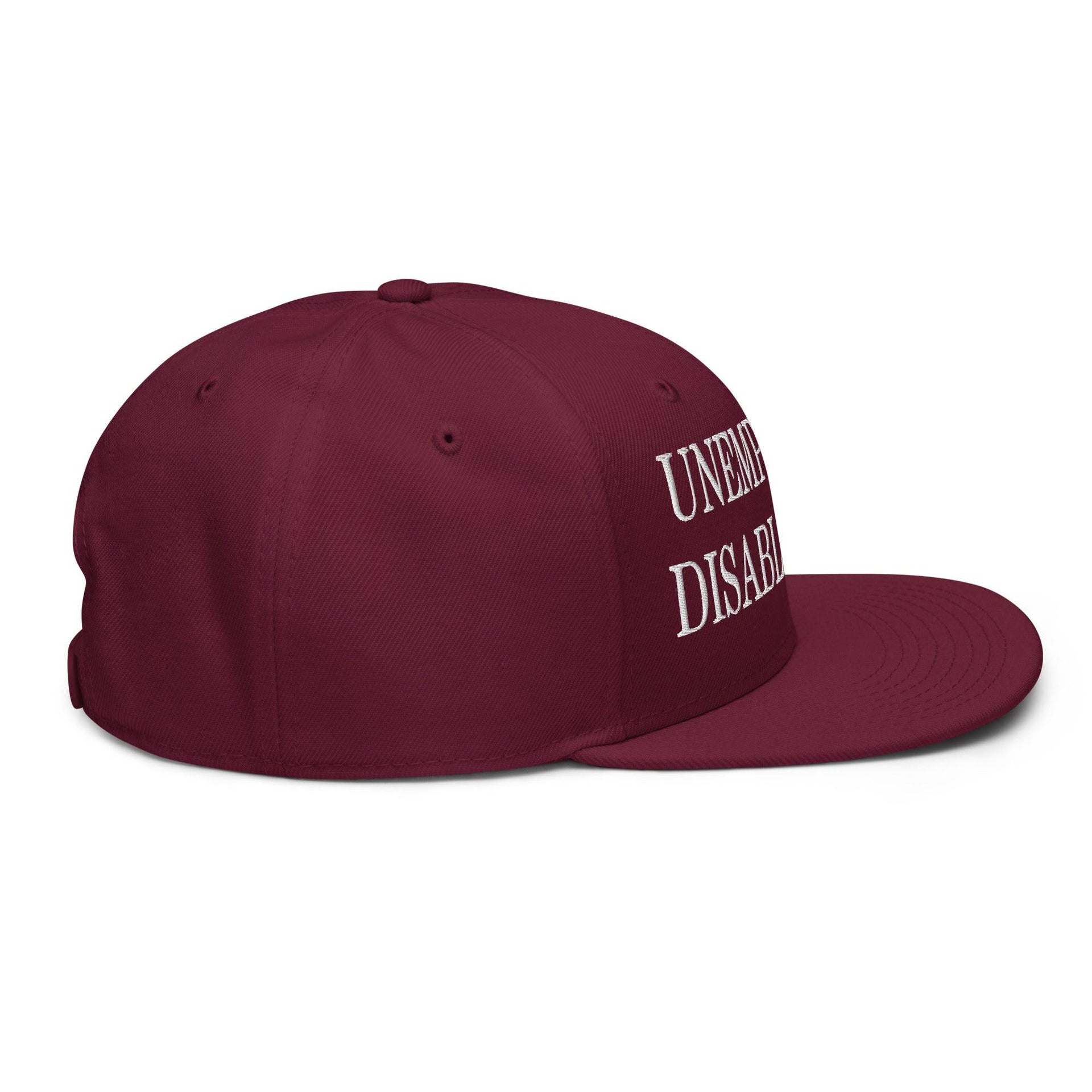 Unemployed Disabled Rat Embroidered Flat Brim Bill Snapback Hat Capital Crowns Funny Snapback Hats