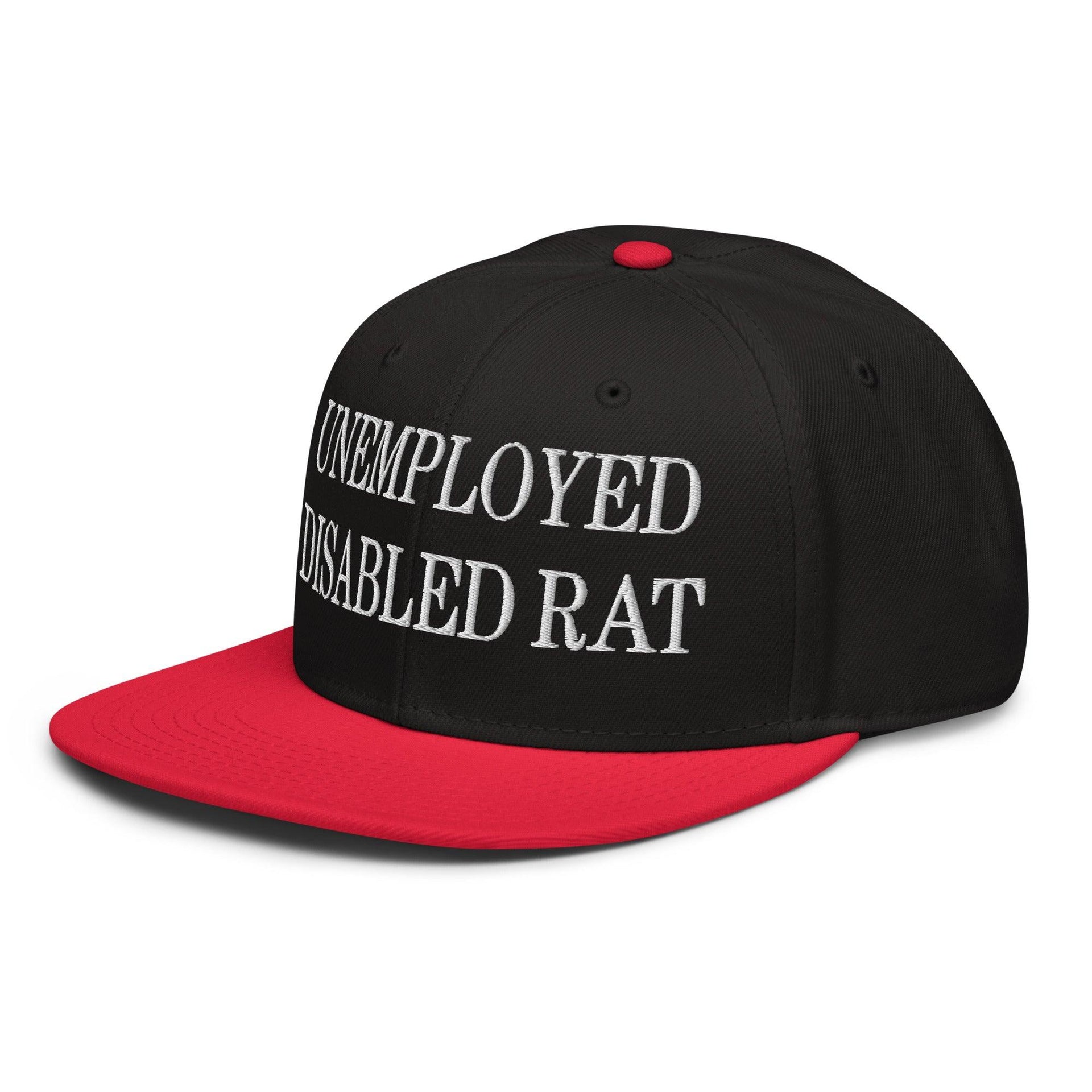 Unemployed Disabled Rat Embroidered Flat Brim Bill Snapback Hat Capital Crowns Funny Snapback Hats